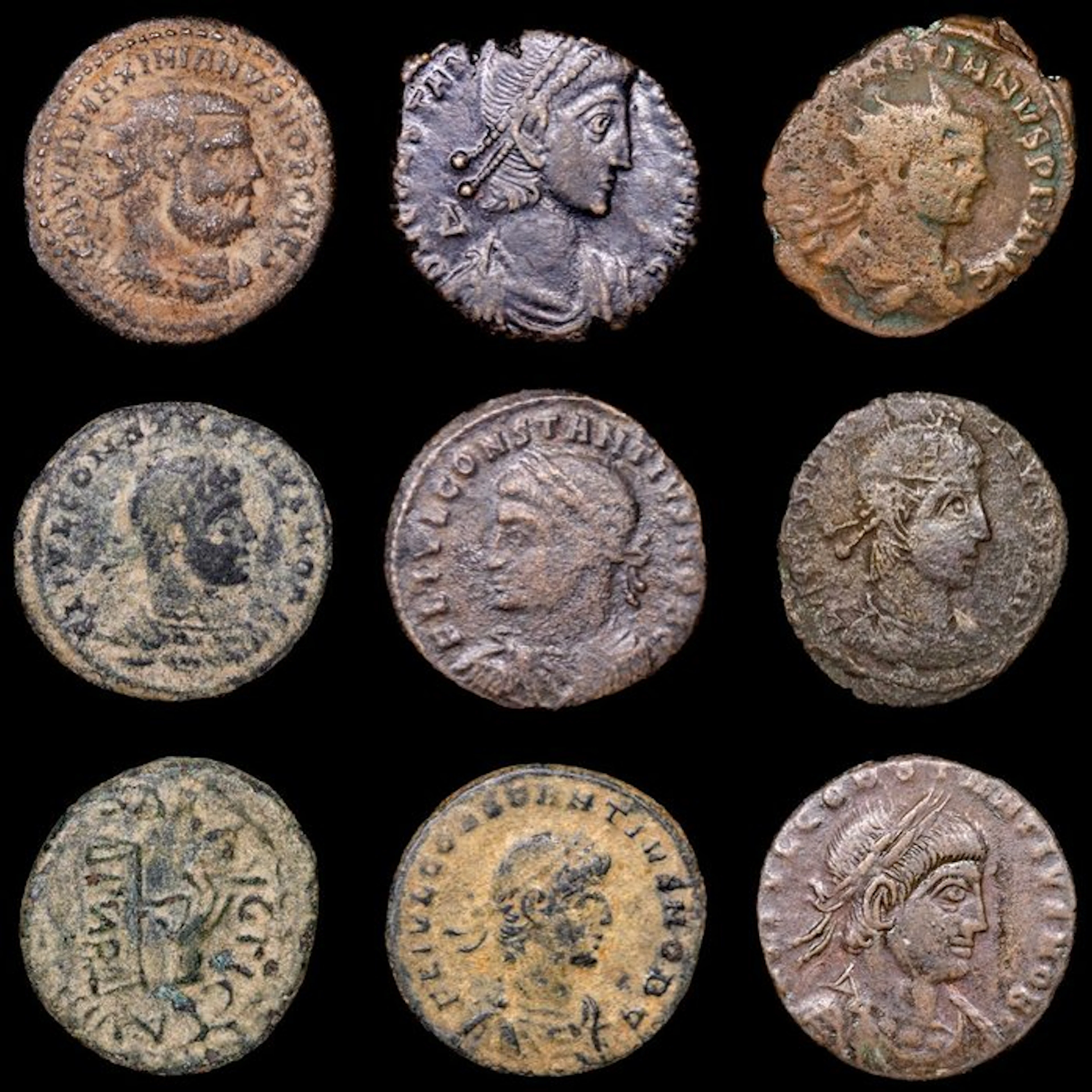 Roman Empire Lote de 9 monedas Æ siglo I - IV d.C. (No reserve price)