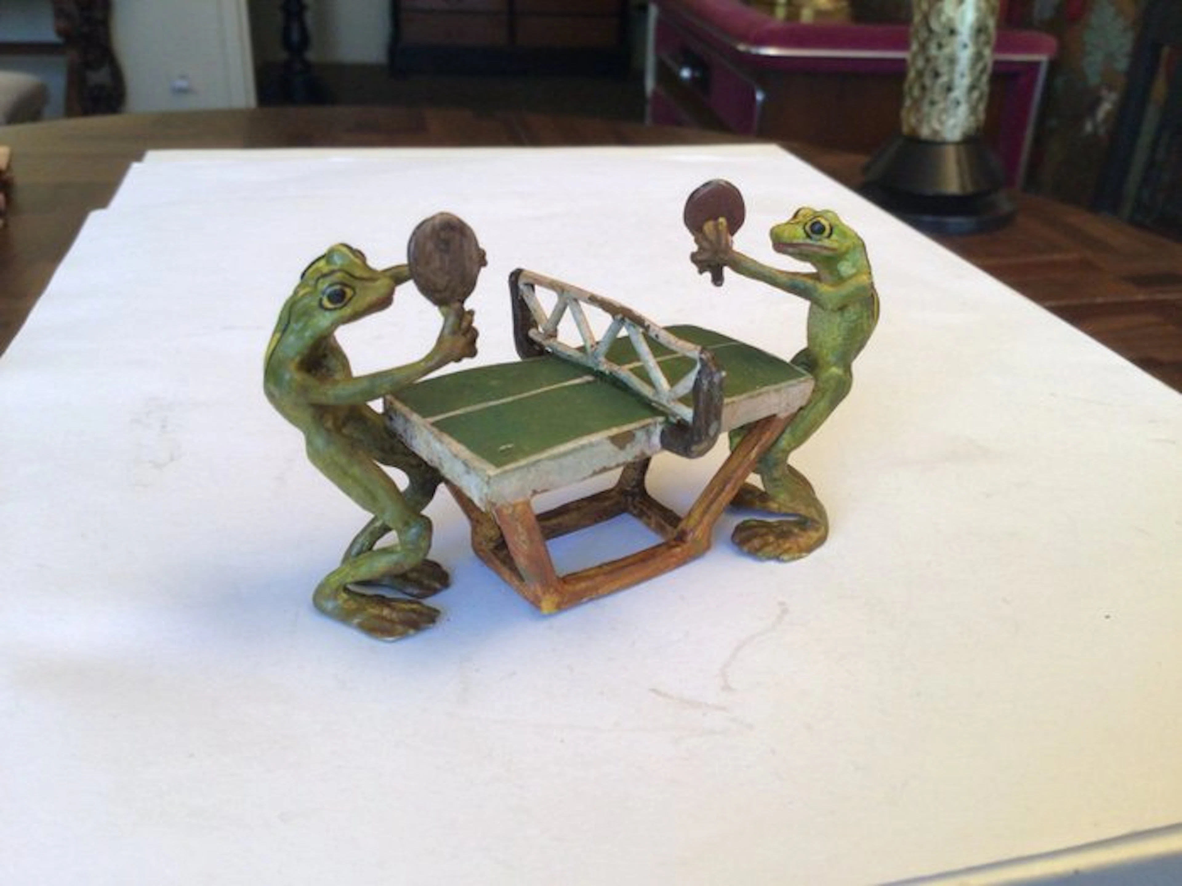 Sculpture, Ping pong - 5 cm - Cold painted bronze