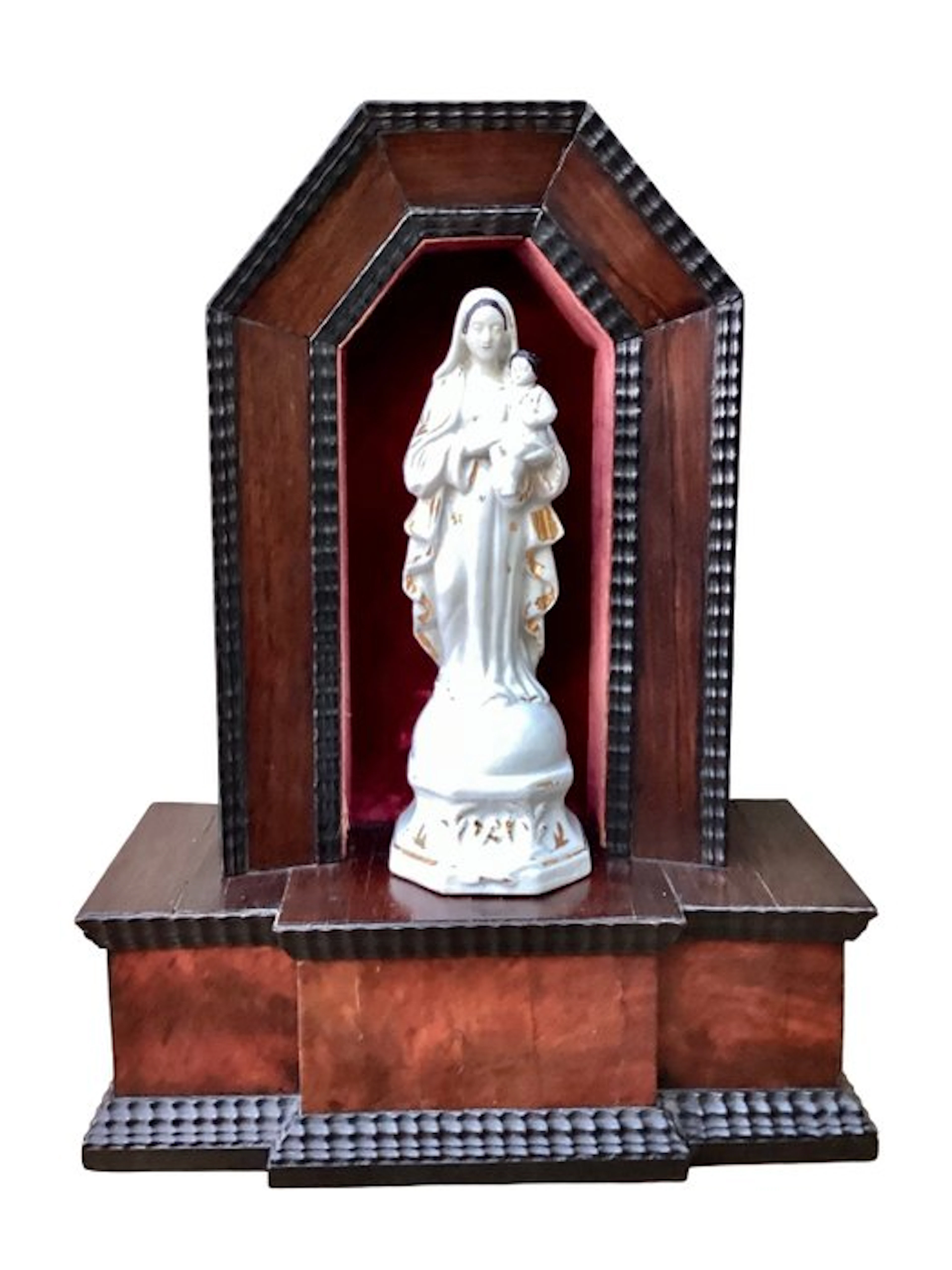 Altar - Wood, Porcelain - 1900-1910 - Room altar with Madonna - 47 cm