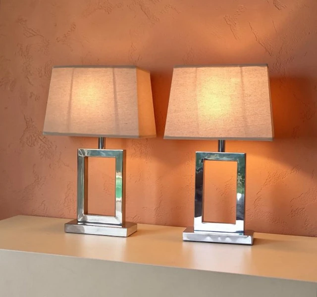Lamp (2) - Chic & Design - Silver-plated metal, Textile