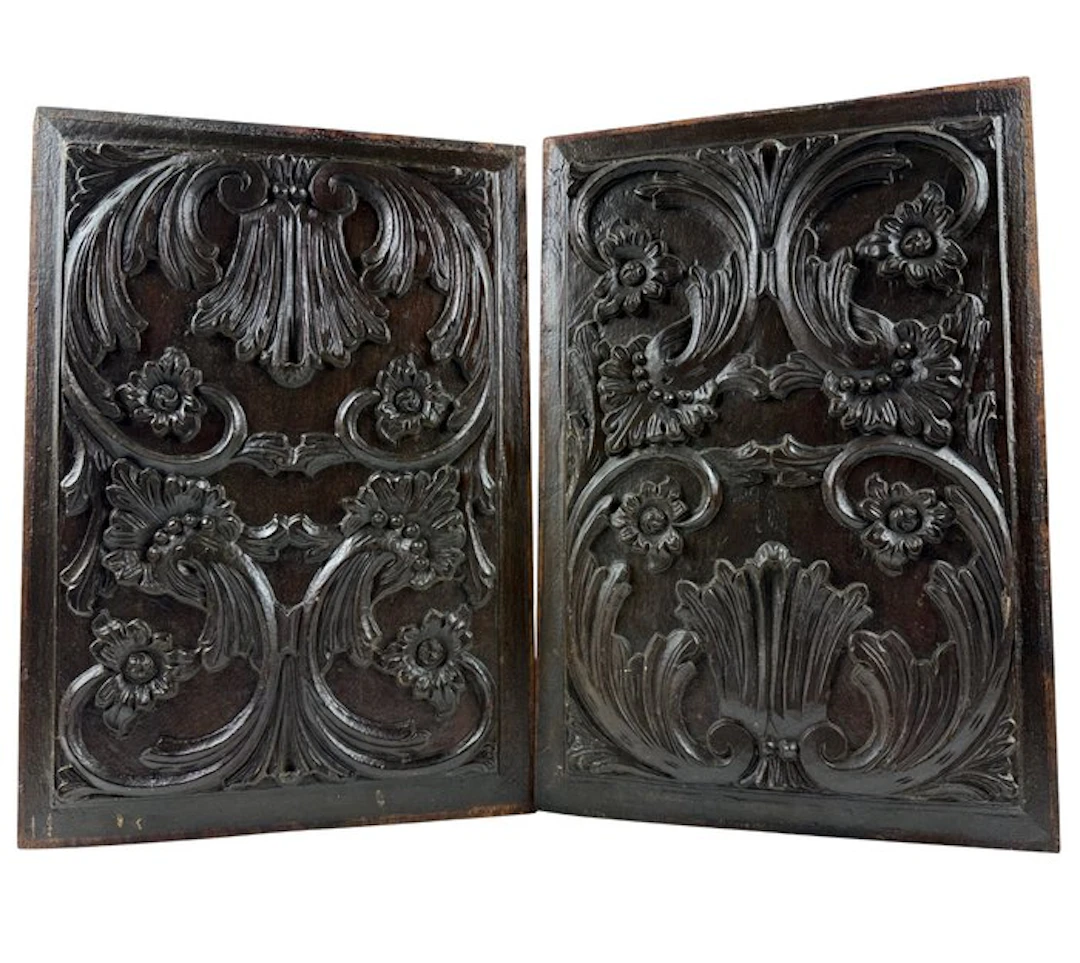 Baroque style Architectural ornament (2) - 1850-1900 - Hand-carved