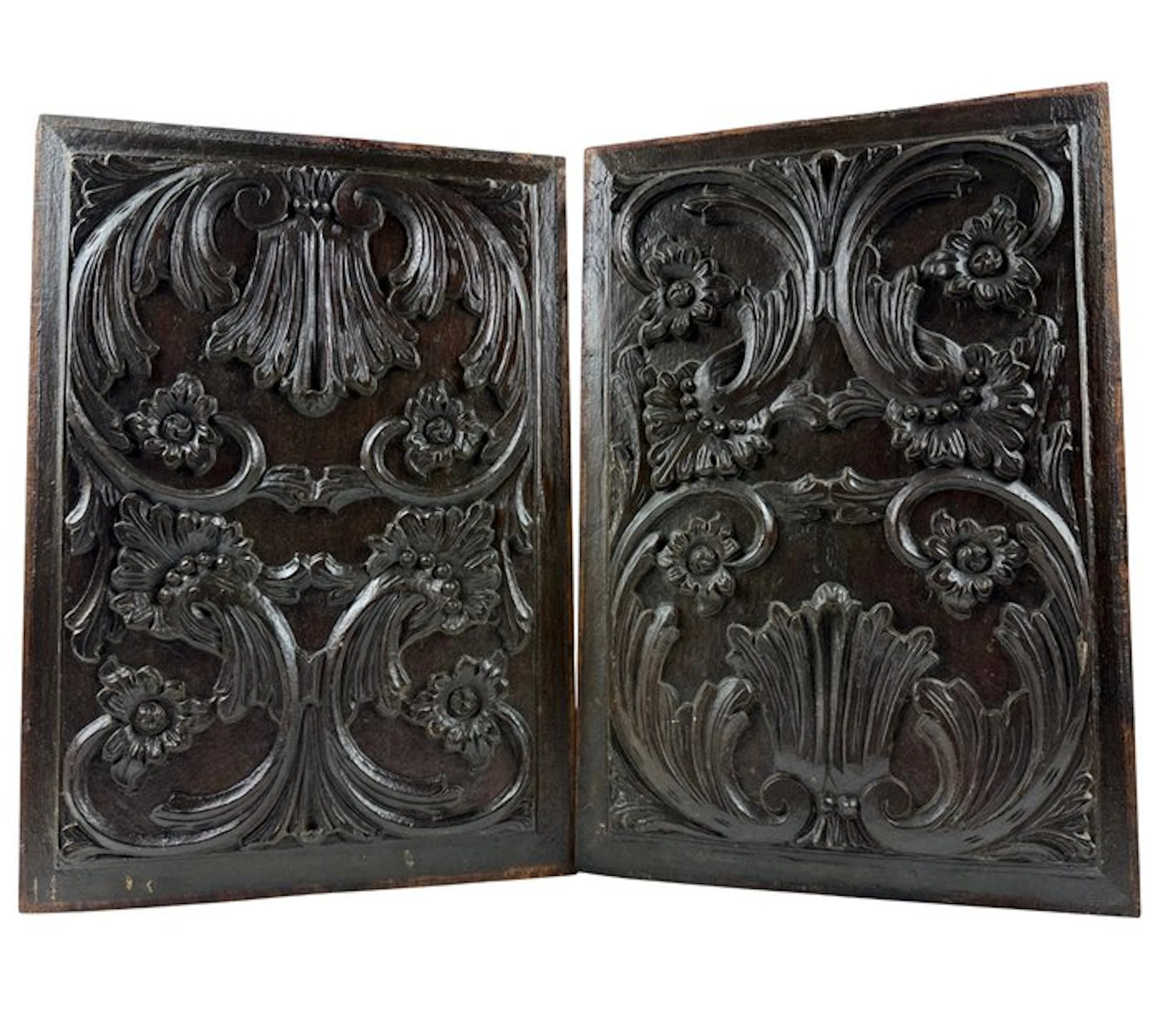Baroque style Architectural ornament (2) - 1850-1900 - Hand-carved