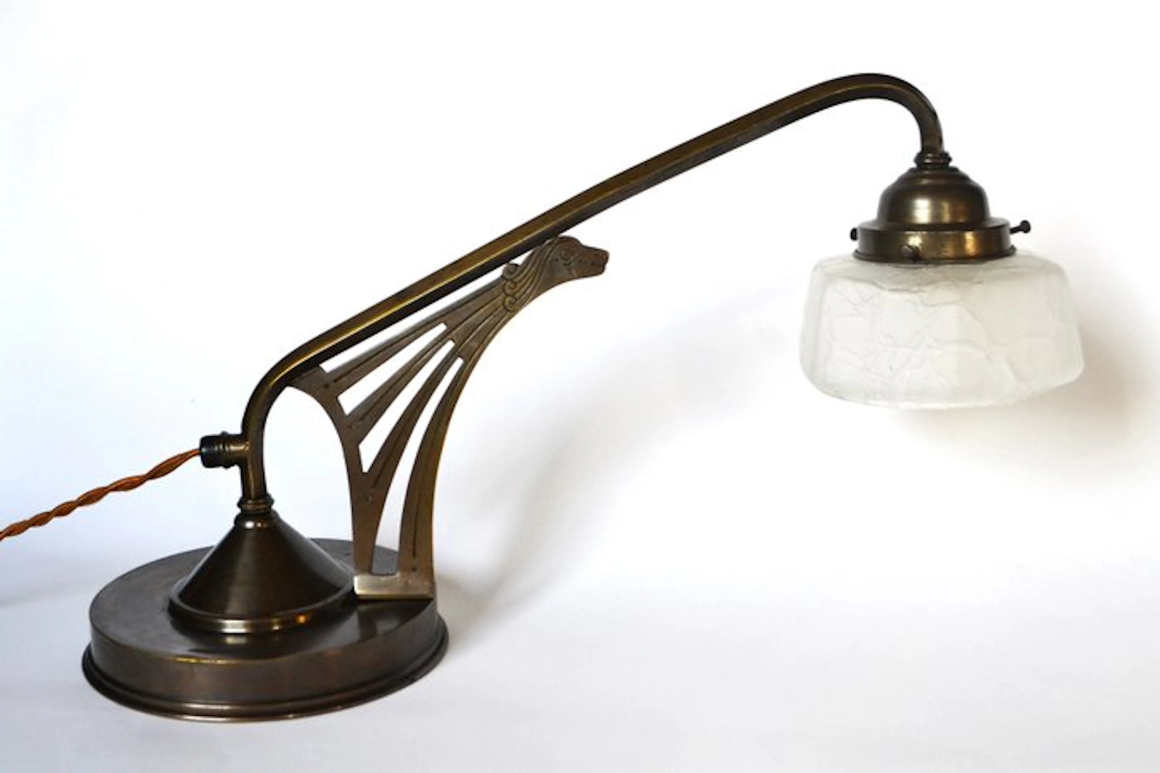Ignatius Taschner (1871 – 1913), In the manner of - Table lamp - Brass, Glass