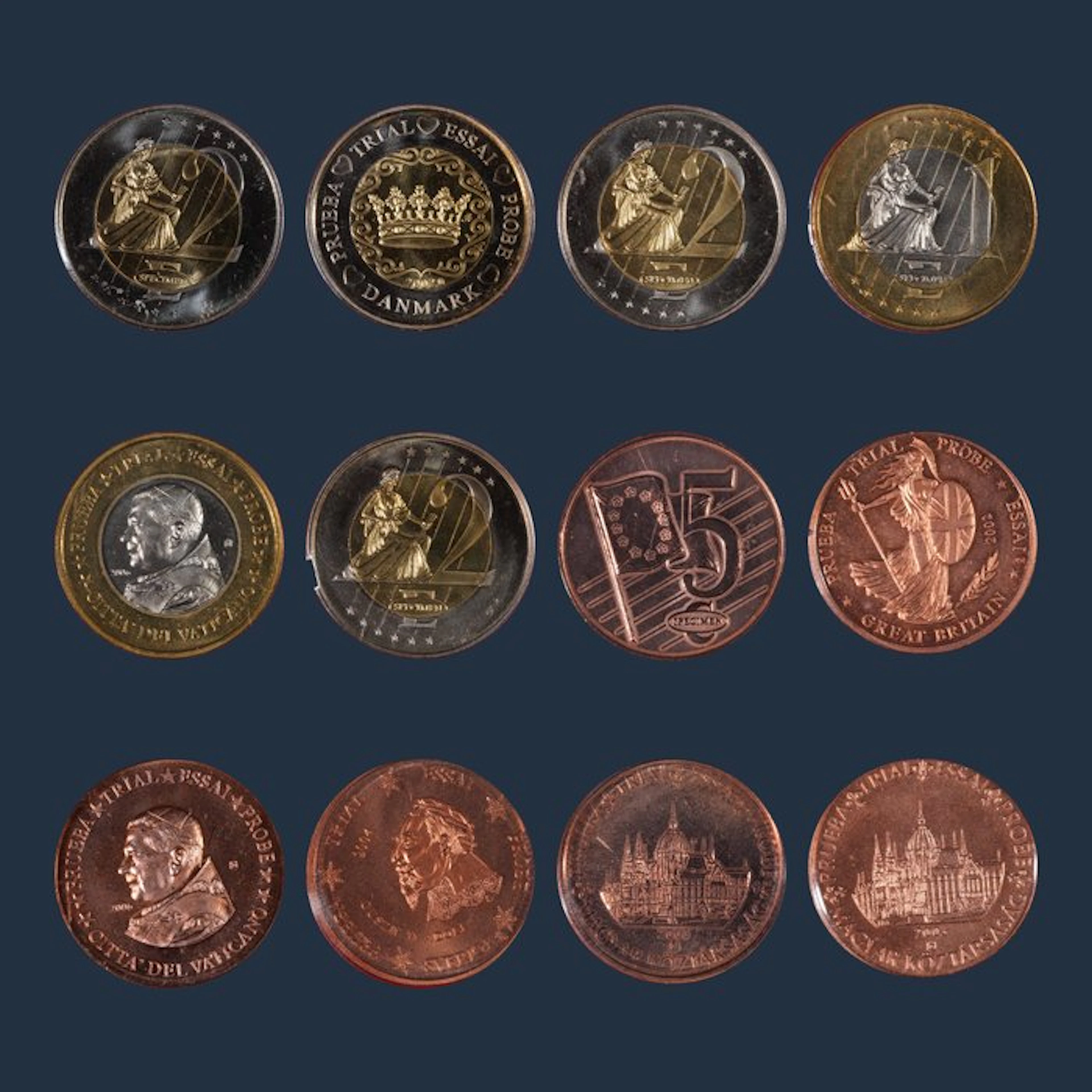 Europe. Lot of 14 Unofficial Euro Probe / Trial / Essai...