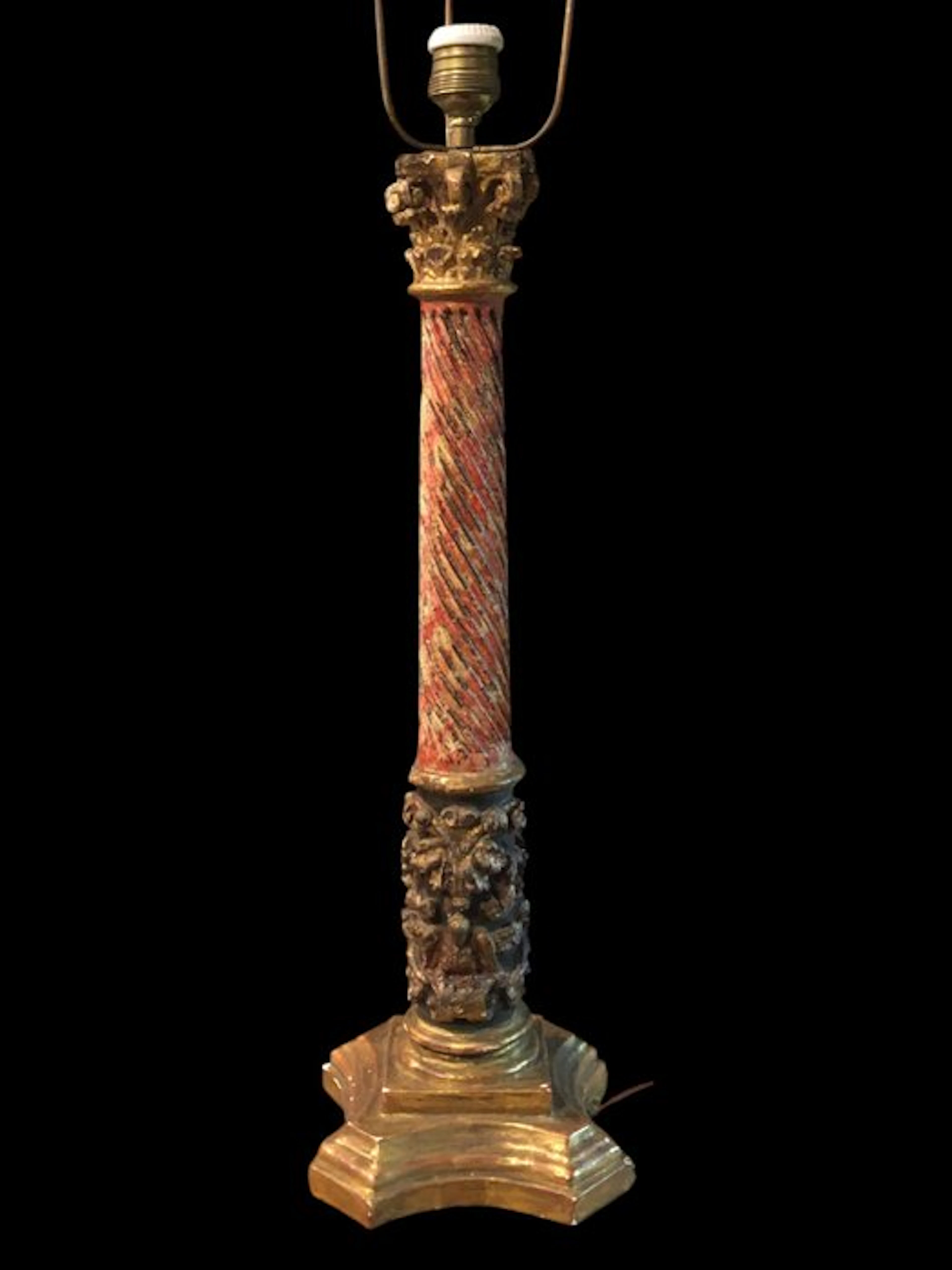 Lamp - Pinewood - An Antique Column Light