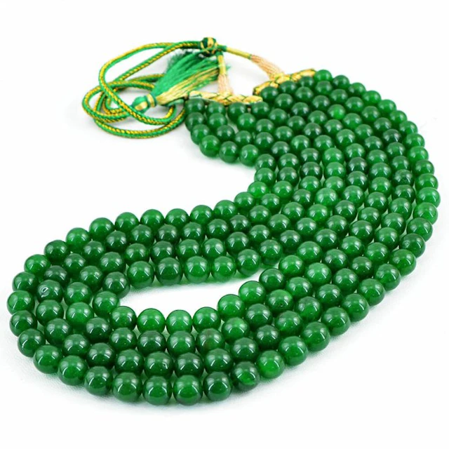 Really nice necklace 4 wires handmade emerald round beads - 845 Cts