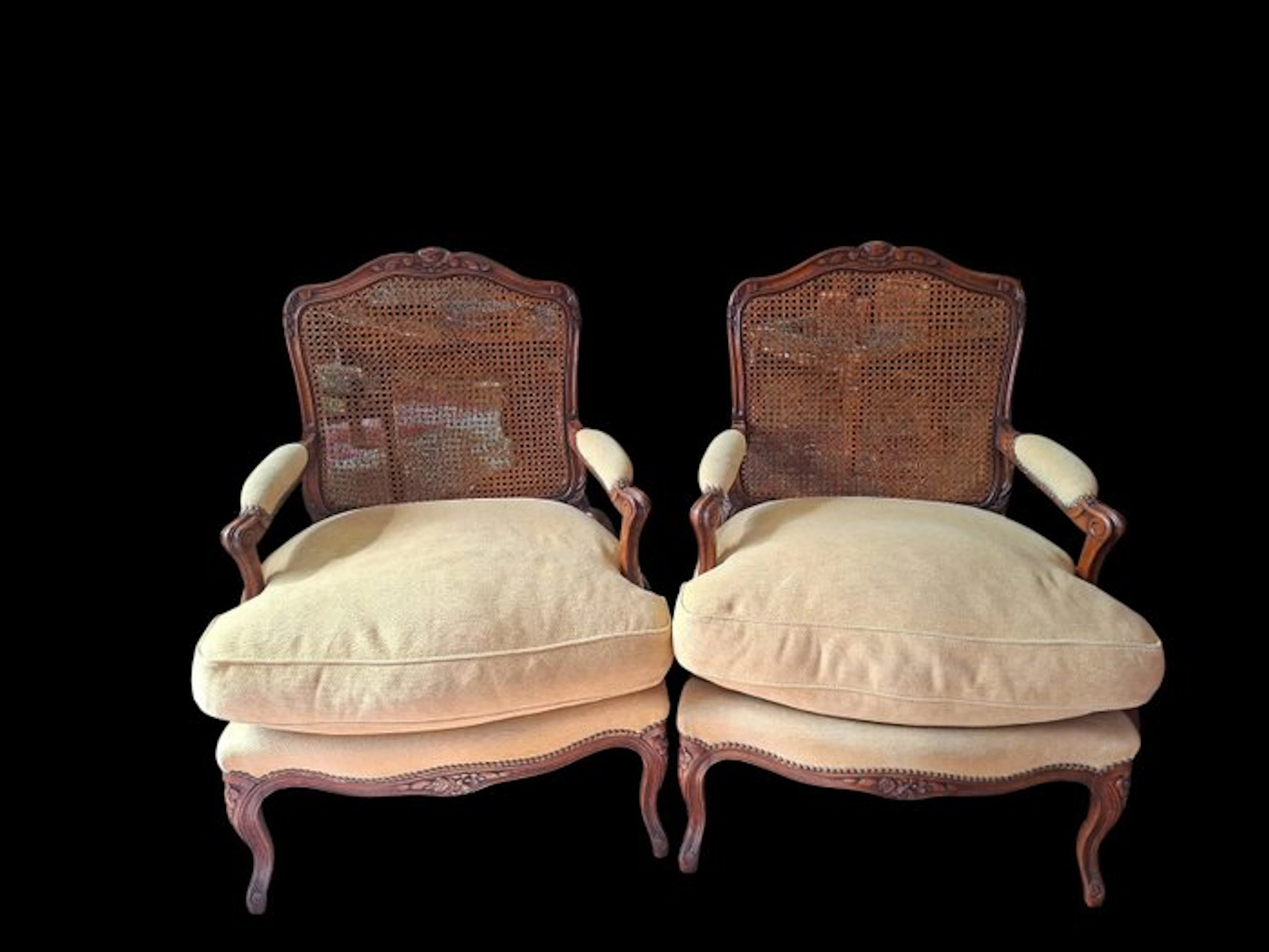 Armchair (2) - Wood, Textile - Pair of armchairs