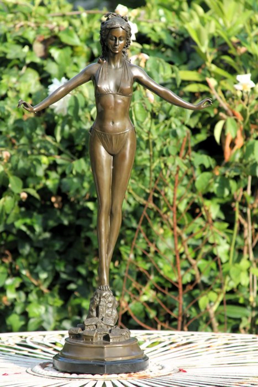 Sculpture, woman in bikini - 70 cm - bronze marble