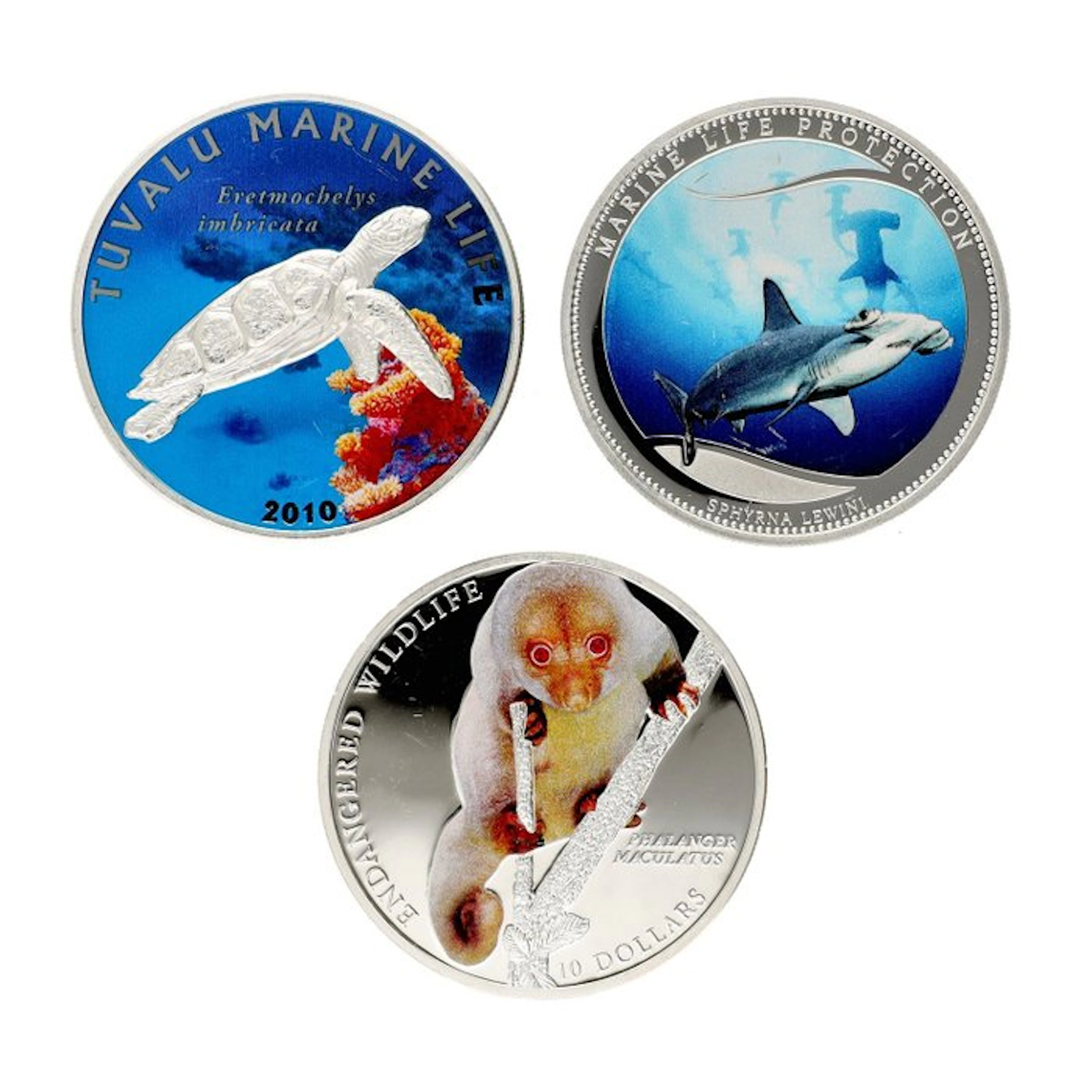 Tuvalu, Palau, Solomon Islands. 2010 - "Animals" (3 stuks) (No reserve price)