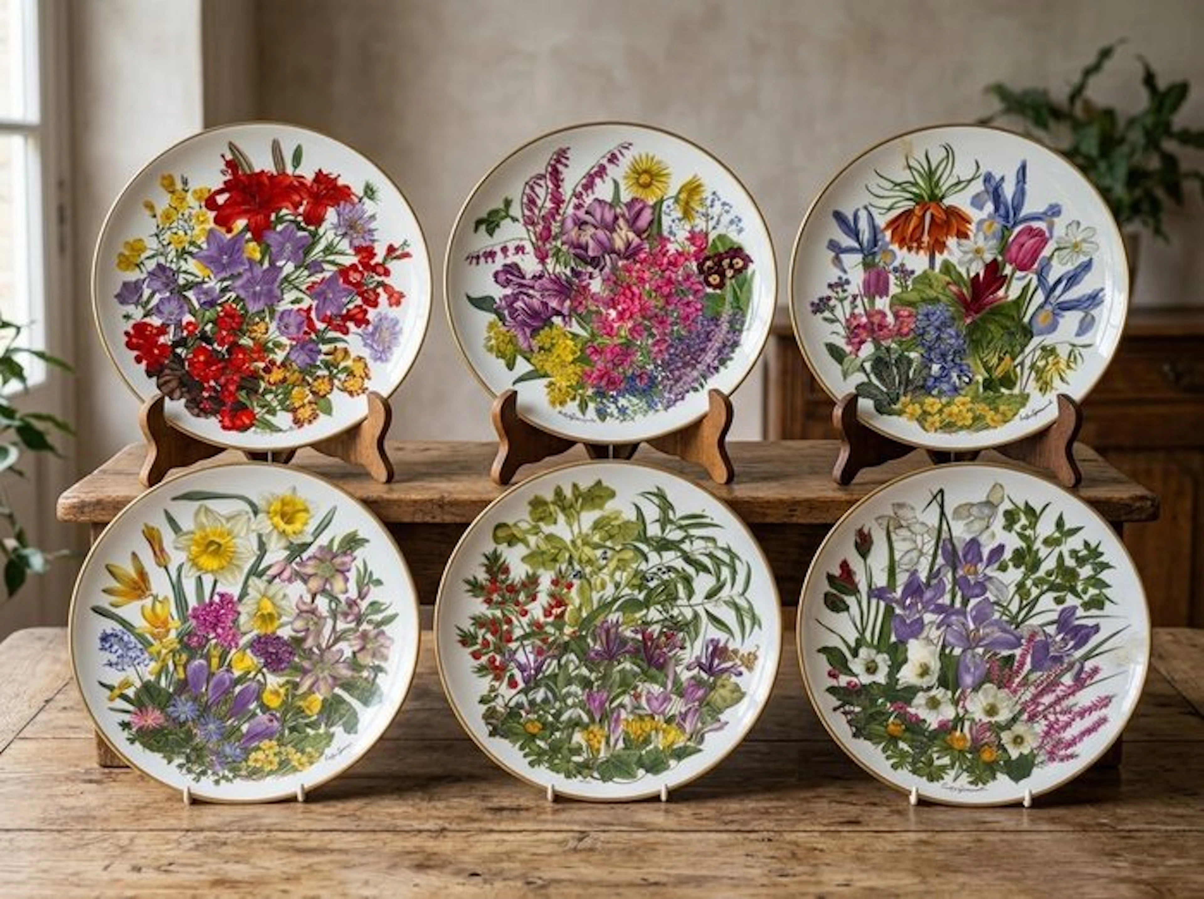 Wedgwood - Leslie Greenwood - Plate (12) - Bone china - Flowers of the Year RHS