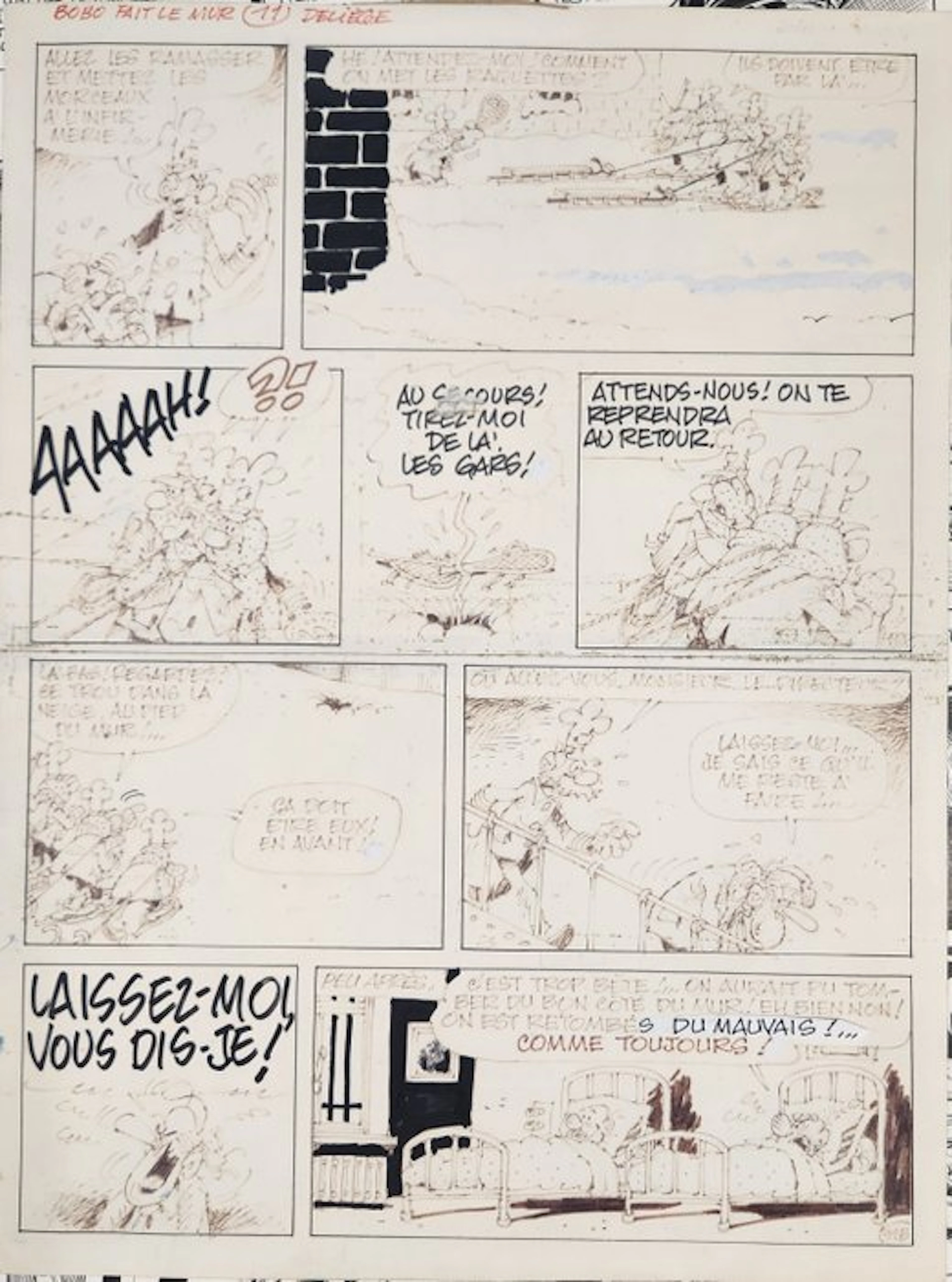 Deliège, Paul - 1 Original page - Bobo - Bobo fait le mur