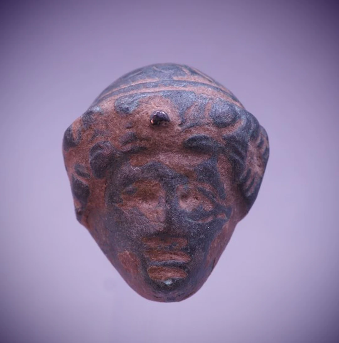 Ancient Roman Bronze Head applique - 30 mm