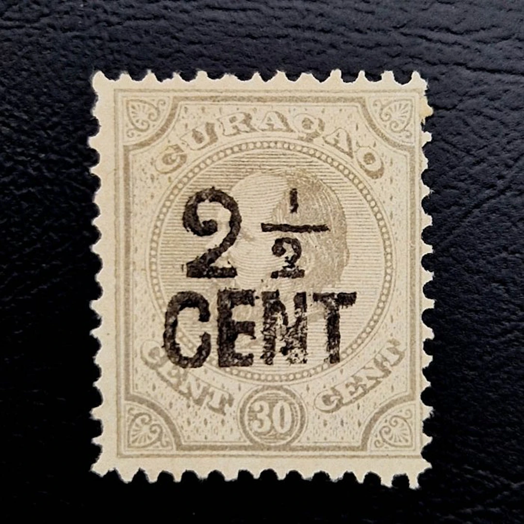 Curaçao 1895 - 2.5 cent on 30 cent grey with overprint - Rare - NVPH 25
