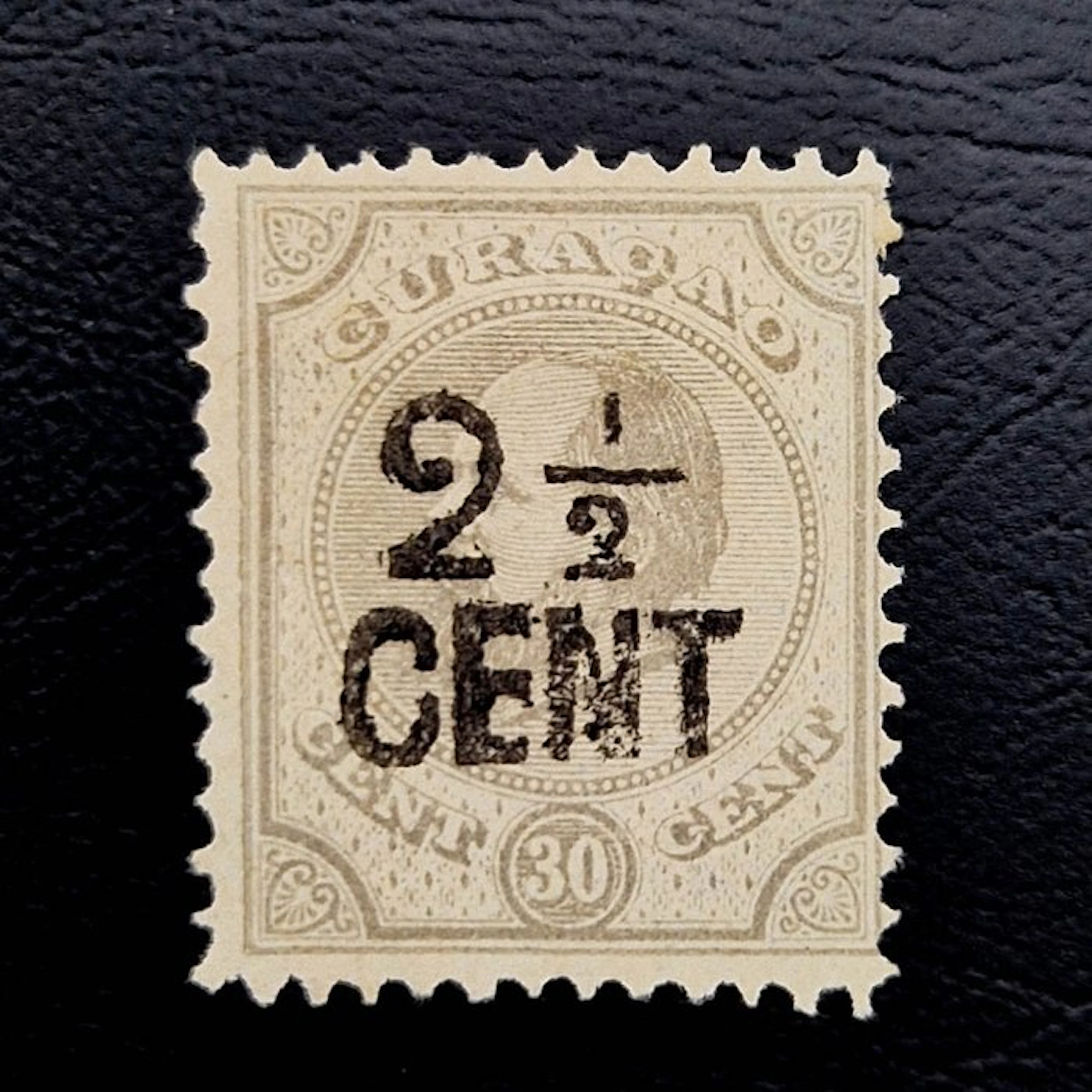 Curaçao 1895 - 2.5 cent on 30 cent grey with overprint - Rare - NVPH 25