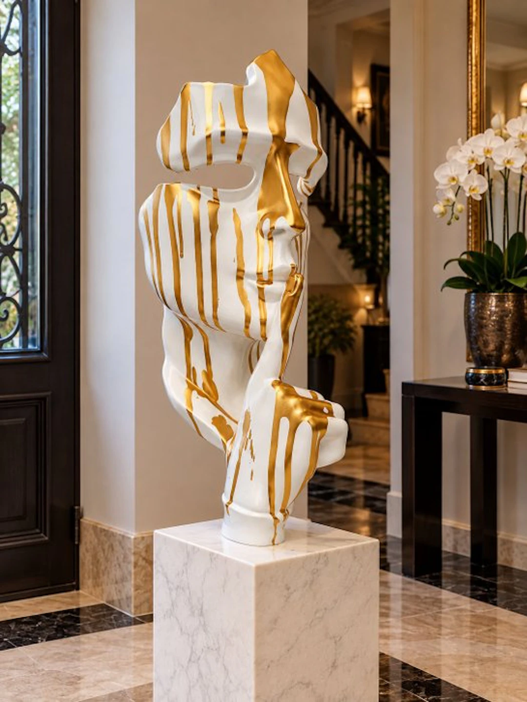Statue, artistic Statue head on block '' THE SILENCE ''...