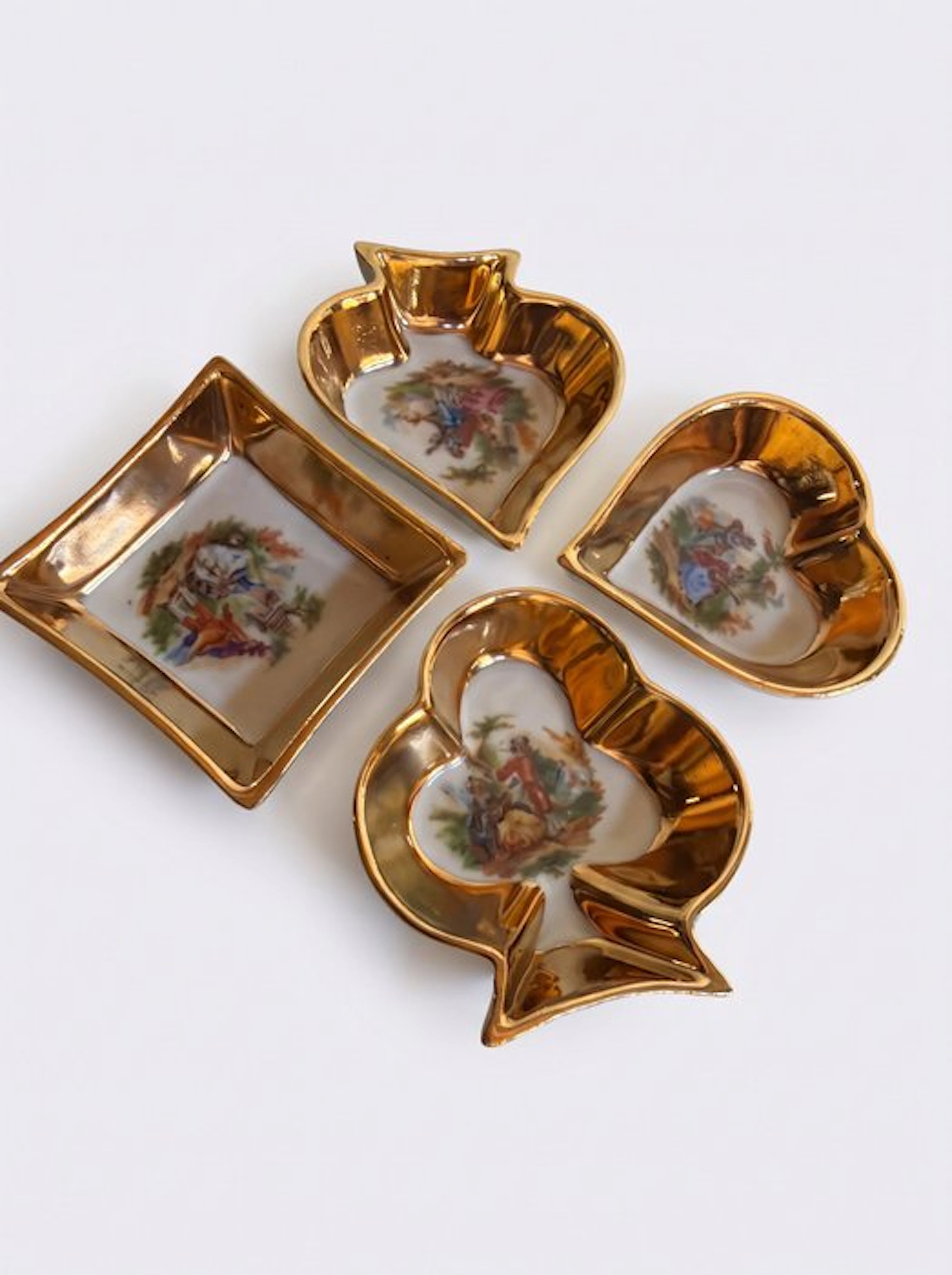 Véritable LIMOGES - Tray (4) - Porcelain Card‑Suit Dishes...