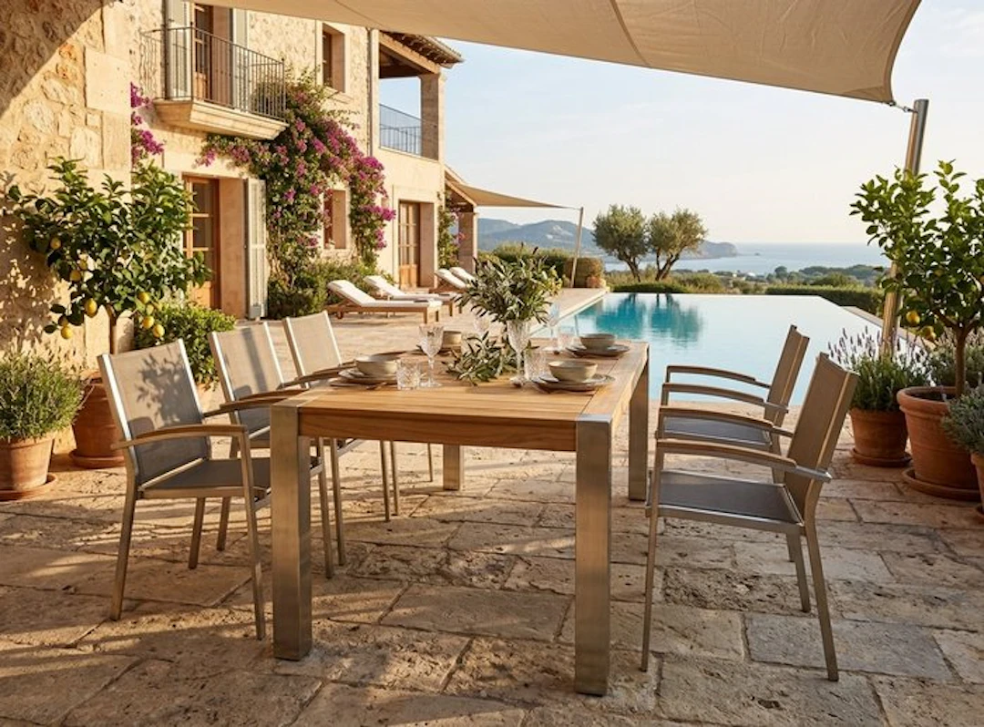Katja Bo - Table - Teak, Stainless steel - Designer table