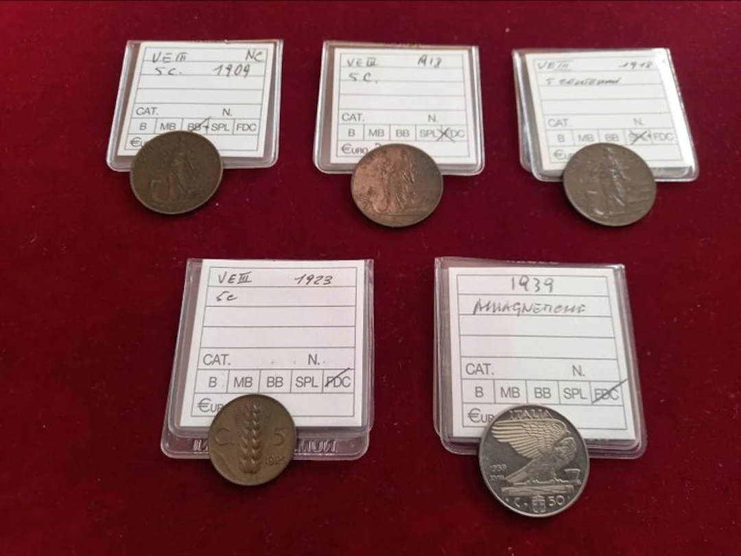 Italy. Lotto 5 monete Regno 1909-1939 (No reserve price)