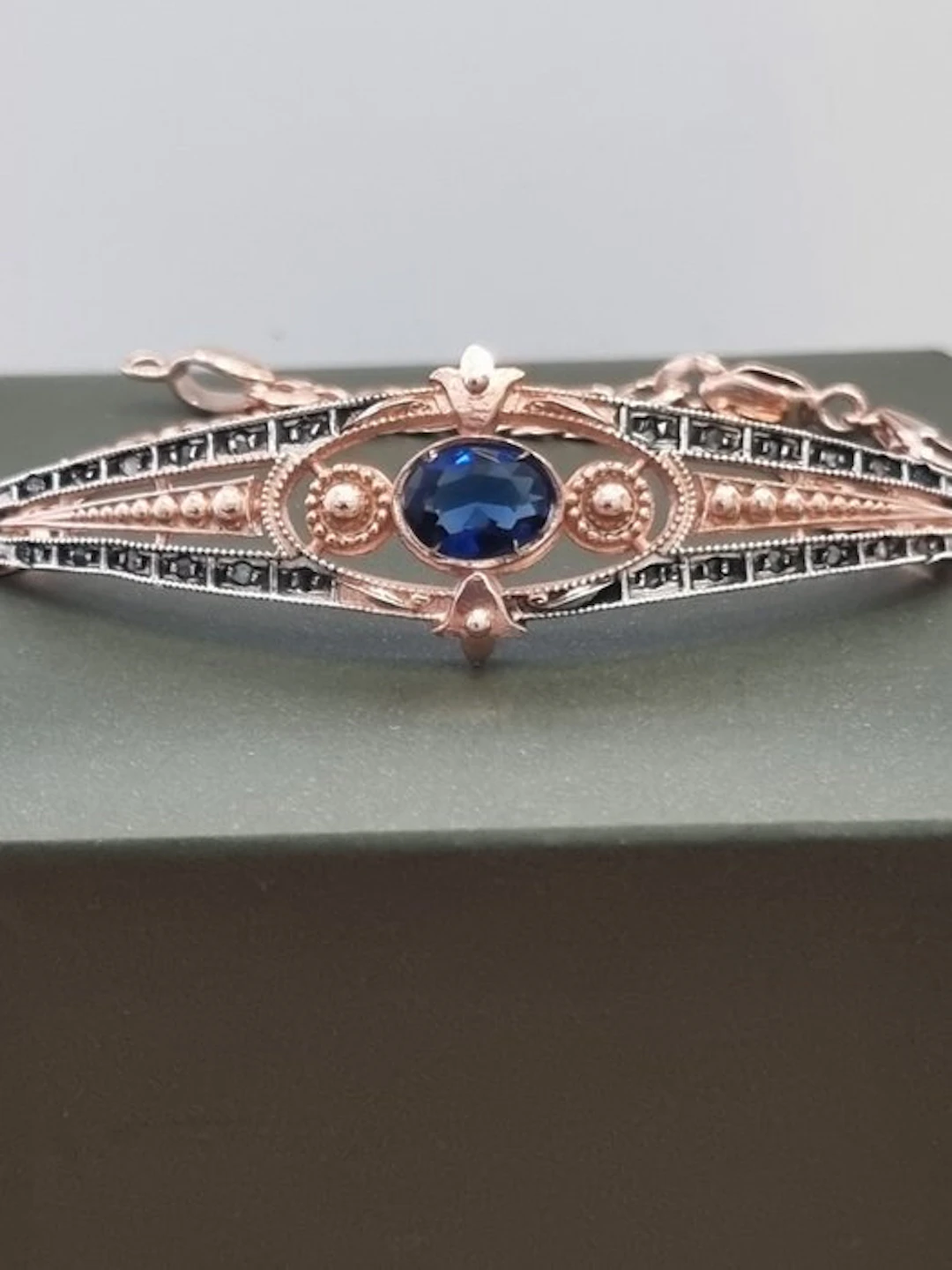 No reserve price - Bracelet - 9 kt. Silver, Rose gold Sapphire - Diamond