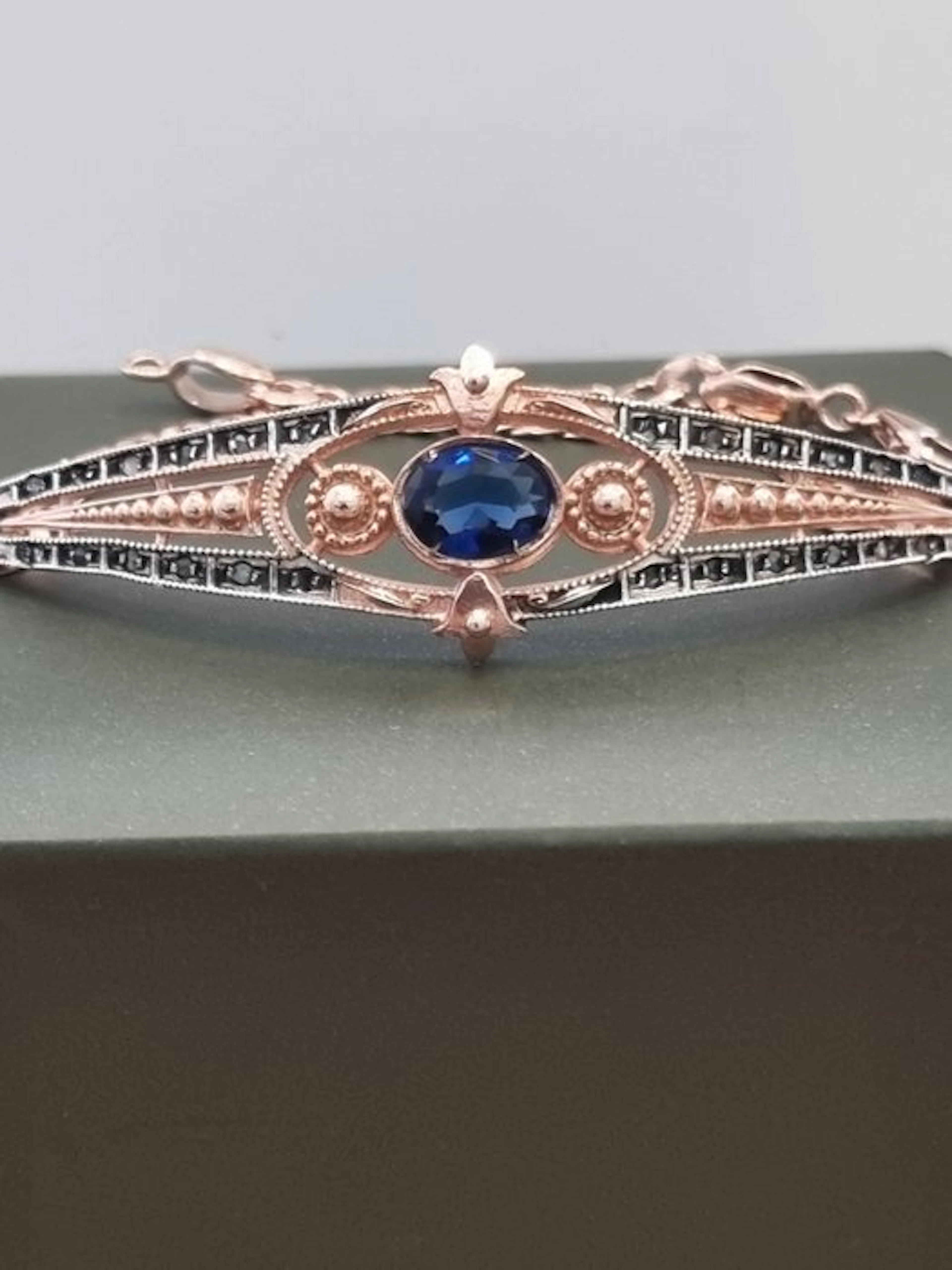 No reserve price - Bracelet - 9 kt. Silver, Rose gold Sapphire - Diamond
