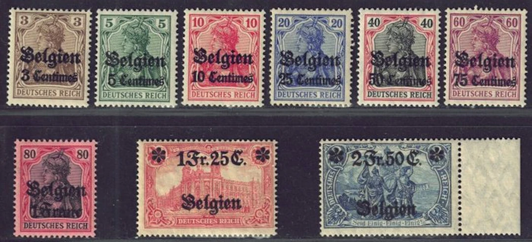 Belgium 1914 - The first issue of the Occupation stamps from 1914