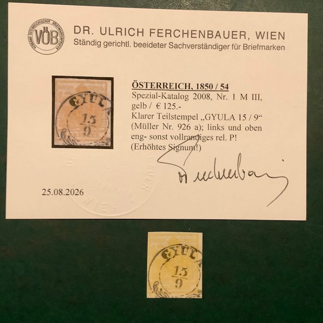 Austria 1850 - 1 Kreuzer: double-headed eagle with Gyula stamp