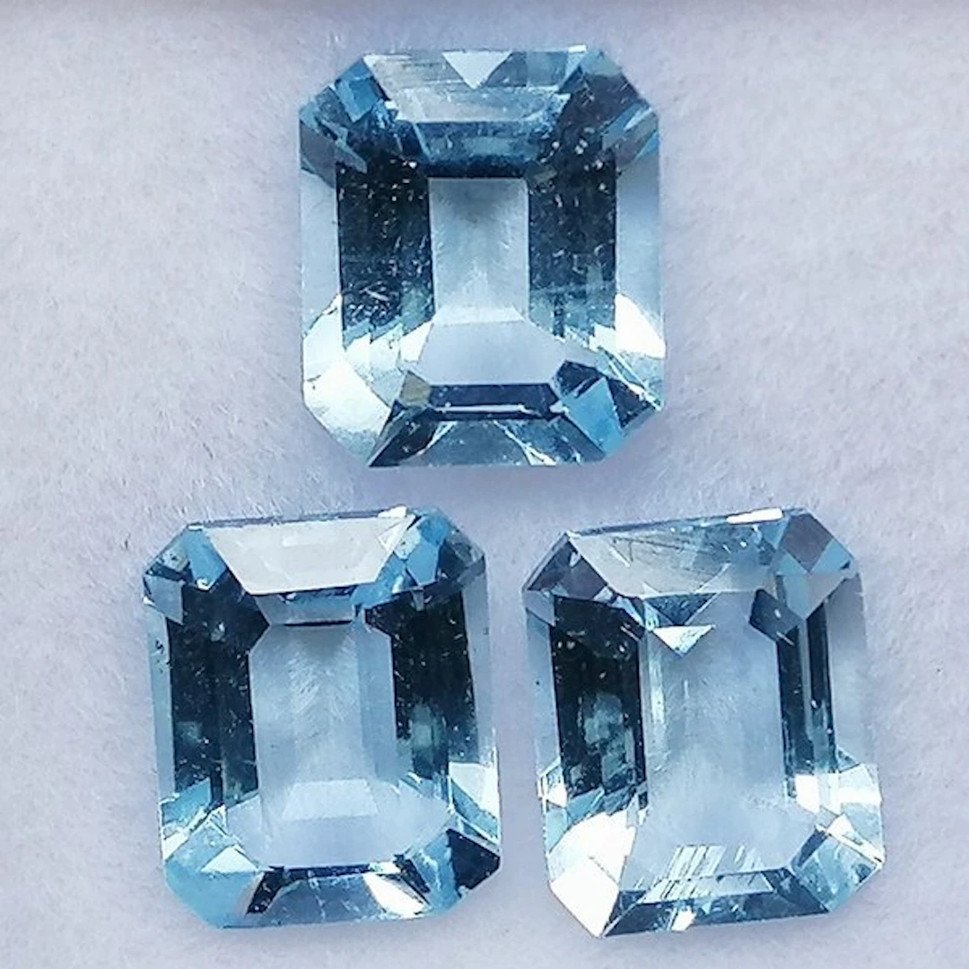 3 pcs Aquamarine - 3.83 ct - Instituto Gemólogico Español (IGE) - No Treatments