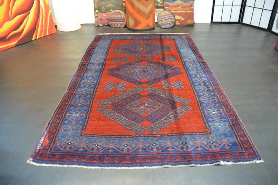 Hand-knotted Turkish Ushak rug, vintage, antique wool - Carpet - 203