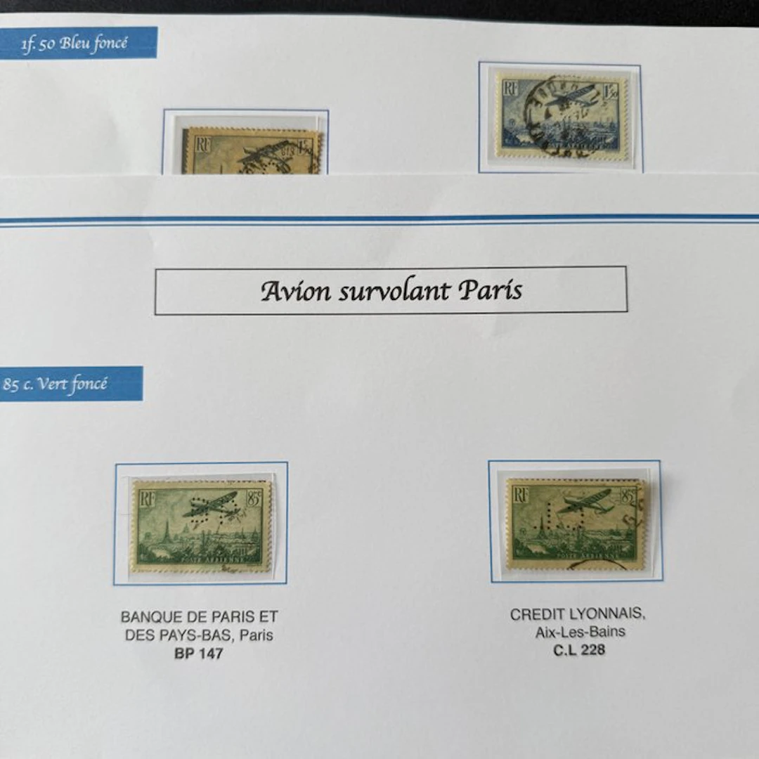 France - Air Mail Yvert 8/13 'Vue de Paris'