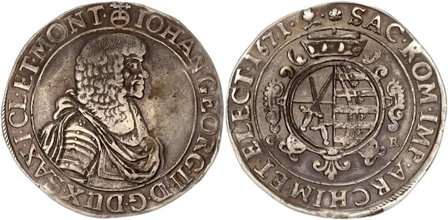 Germany, Saxony. Johann Georg II.. Reichstaler 1671