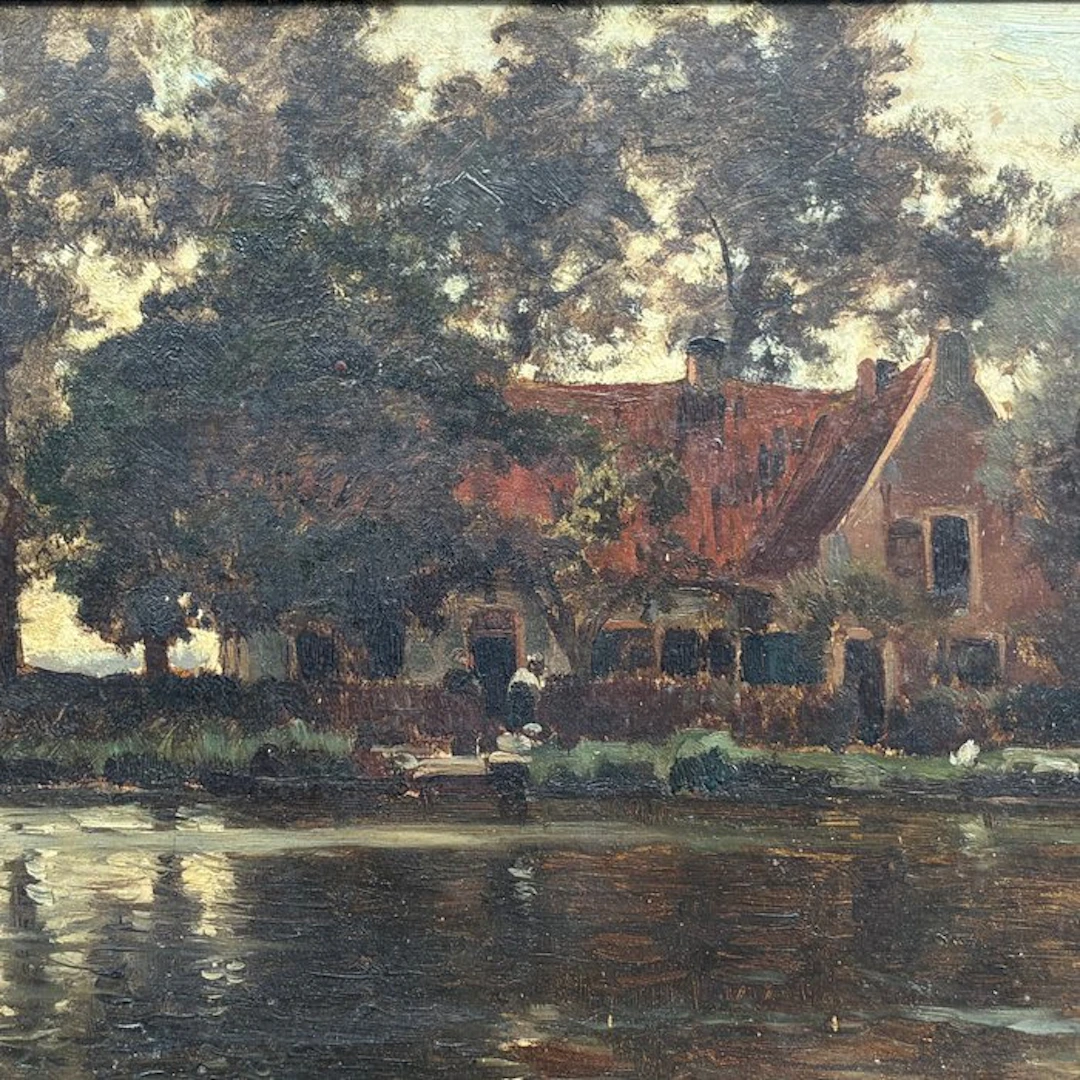 Edmond De Schampheleer (1824-1899) - Maison au bord du...