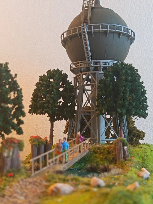 Faller H0 - Model train scenery (1) - Water tower in nature, hand-painted