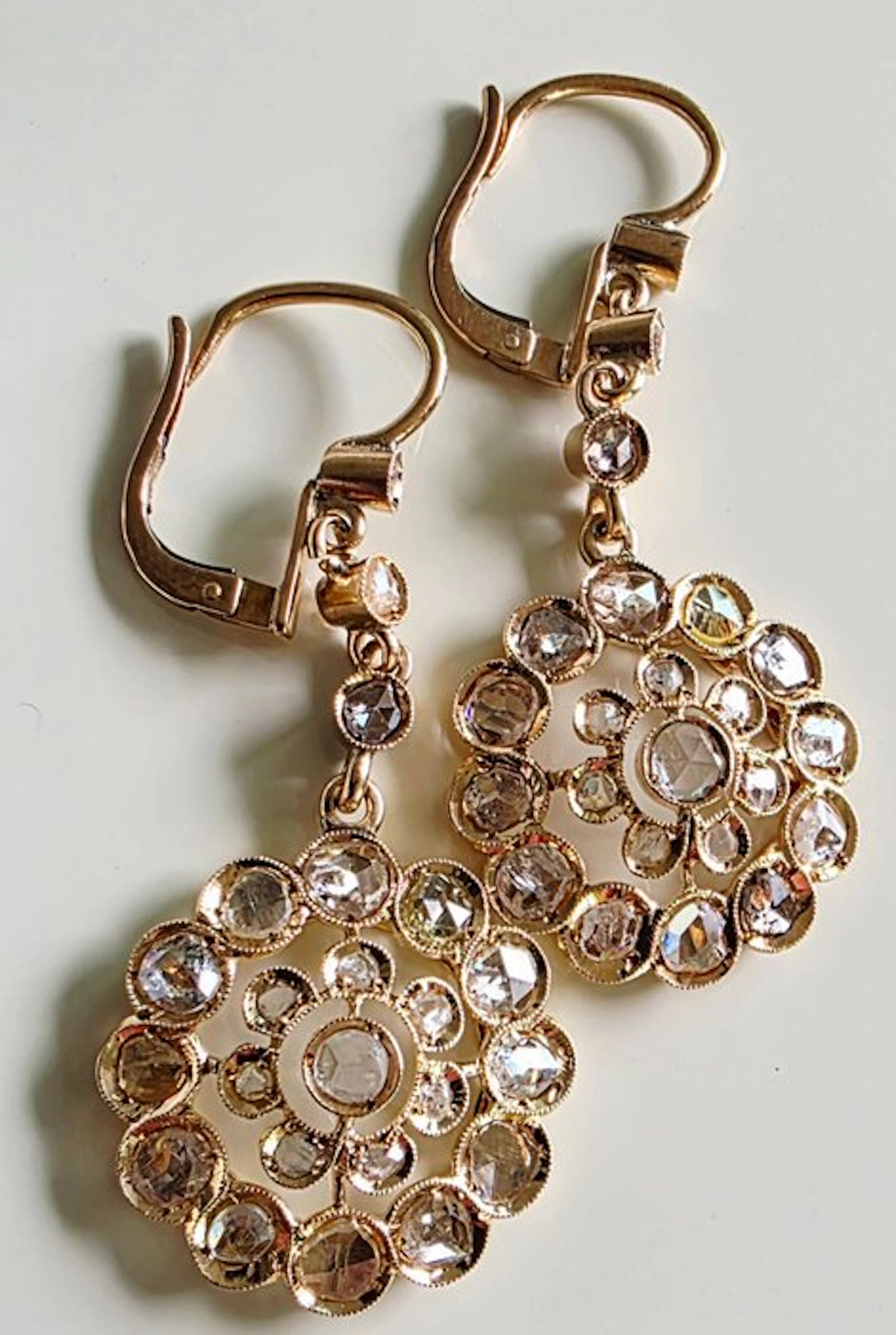 Earrings - 18 kt. Yellow gold - 2.50ct. tw. Diamond (Natural) - 1860-1890