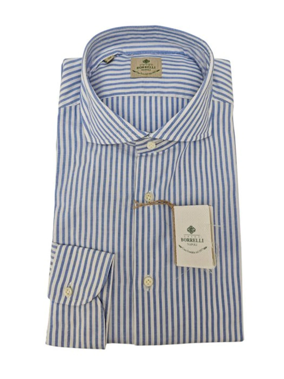 LUIGI BORRELLI NAPOLI - Size 18.5 - 46 - Shirt Blue...