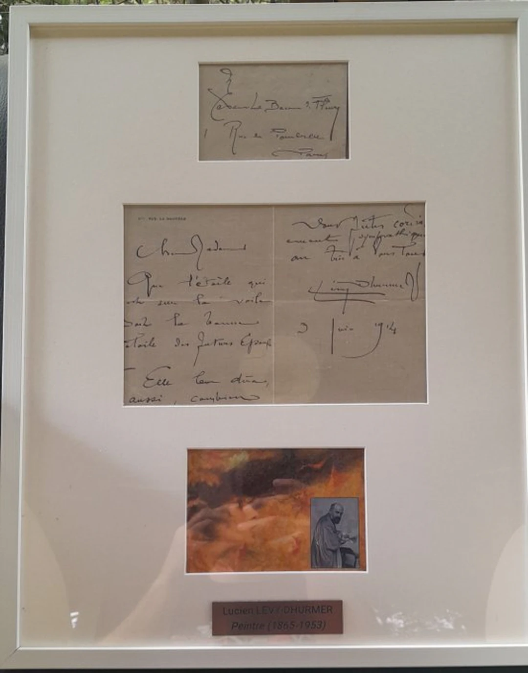 Lucien LEVY DHURMER - Lettre Autographe du Peintre Lucien LEVY DHURMER - 1914