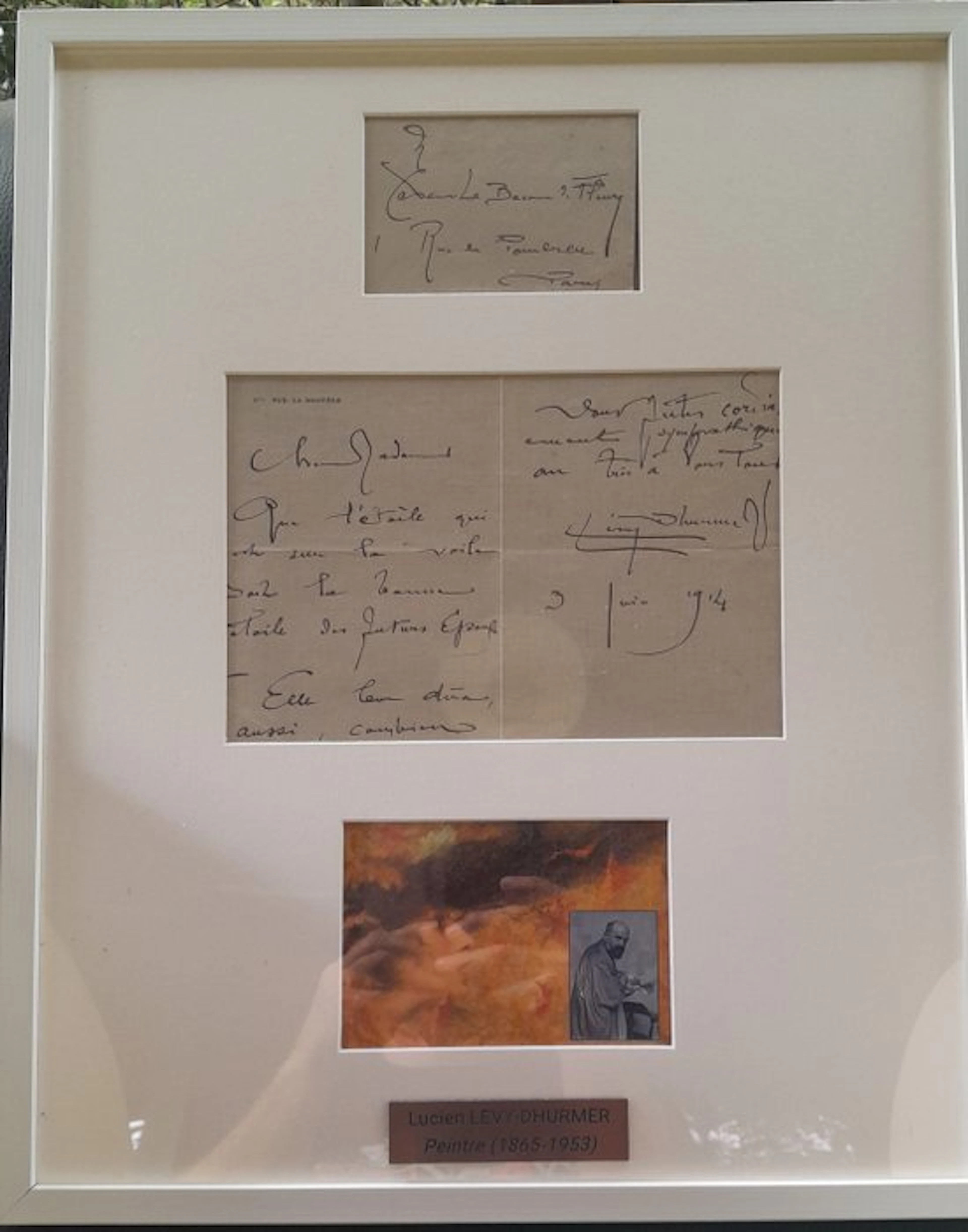 Lucien LEVY DHURMER - Lettre Autographe du Peintre Lucien LEVY DHURMER - 1914