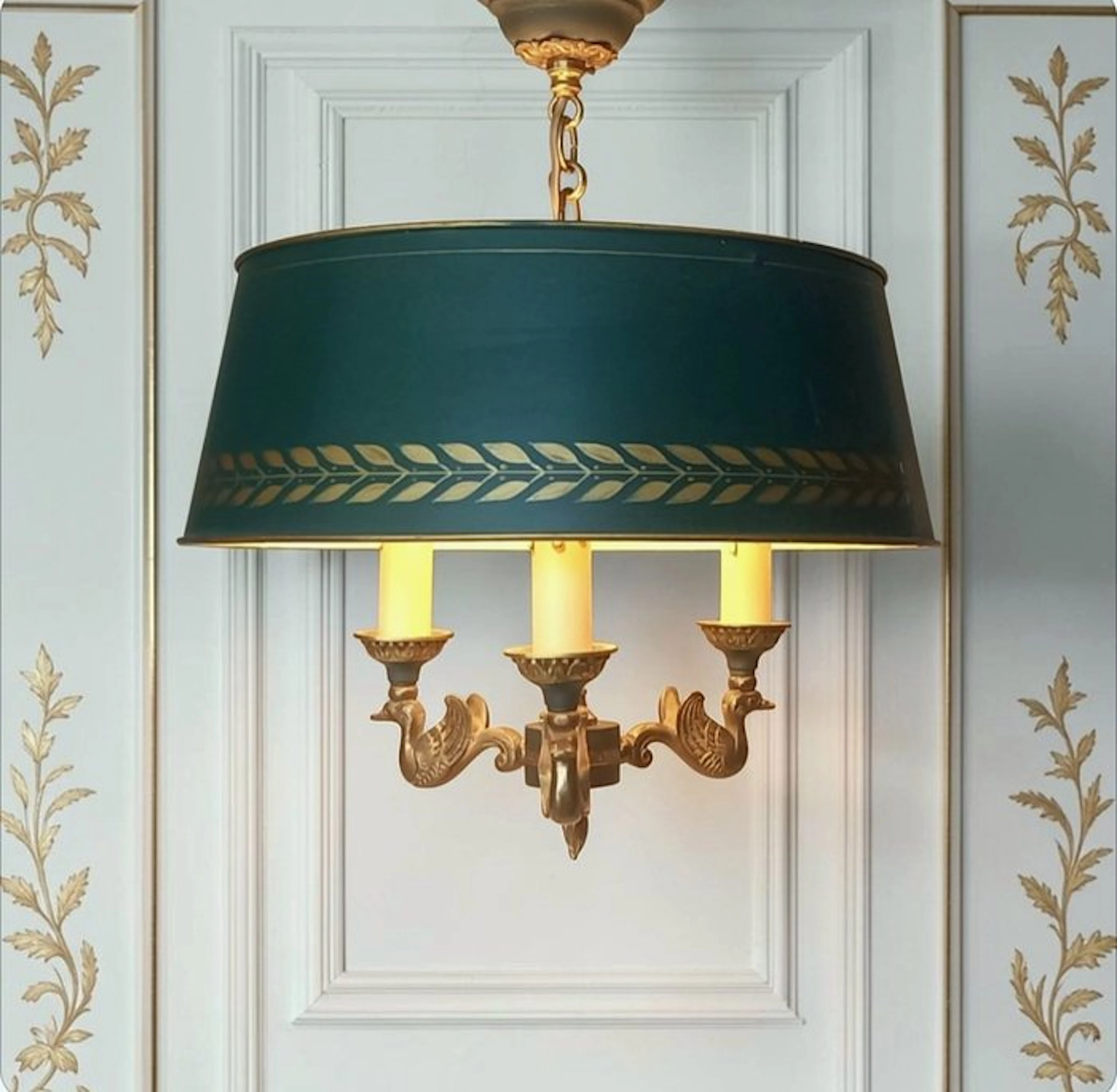 Lucien Gau - Chandelier - Style Empire - Swans - Gilded...