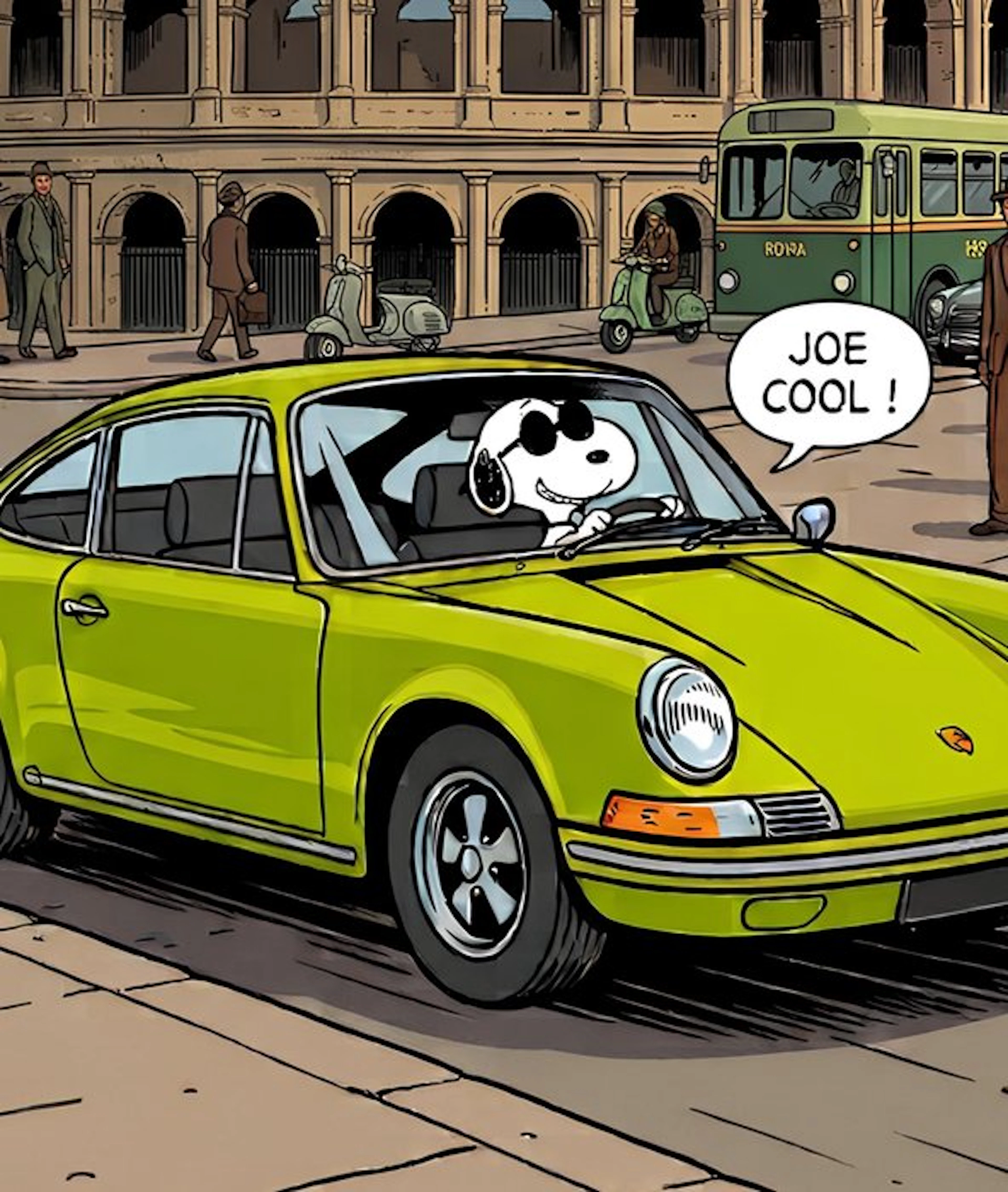 CREATIVE_HUB - Snoopy and his Porsche in Rome