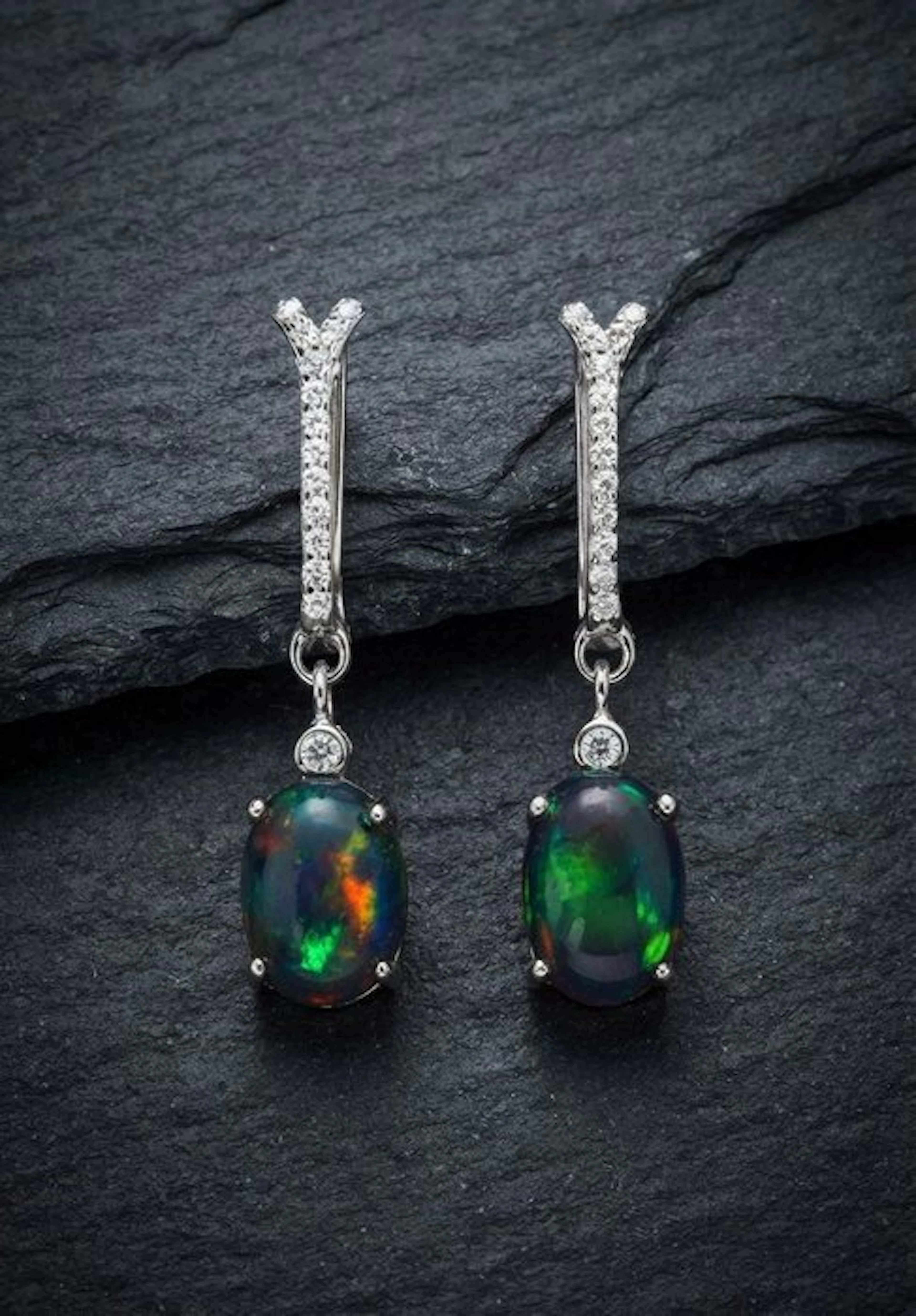No reserve price - Earrings Silver - 2.80ct. tw. Opal