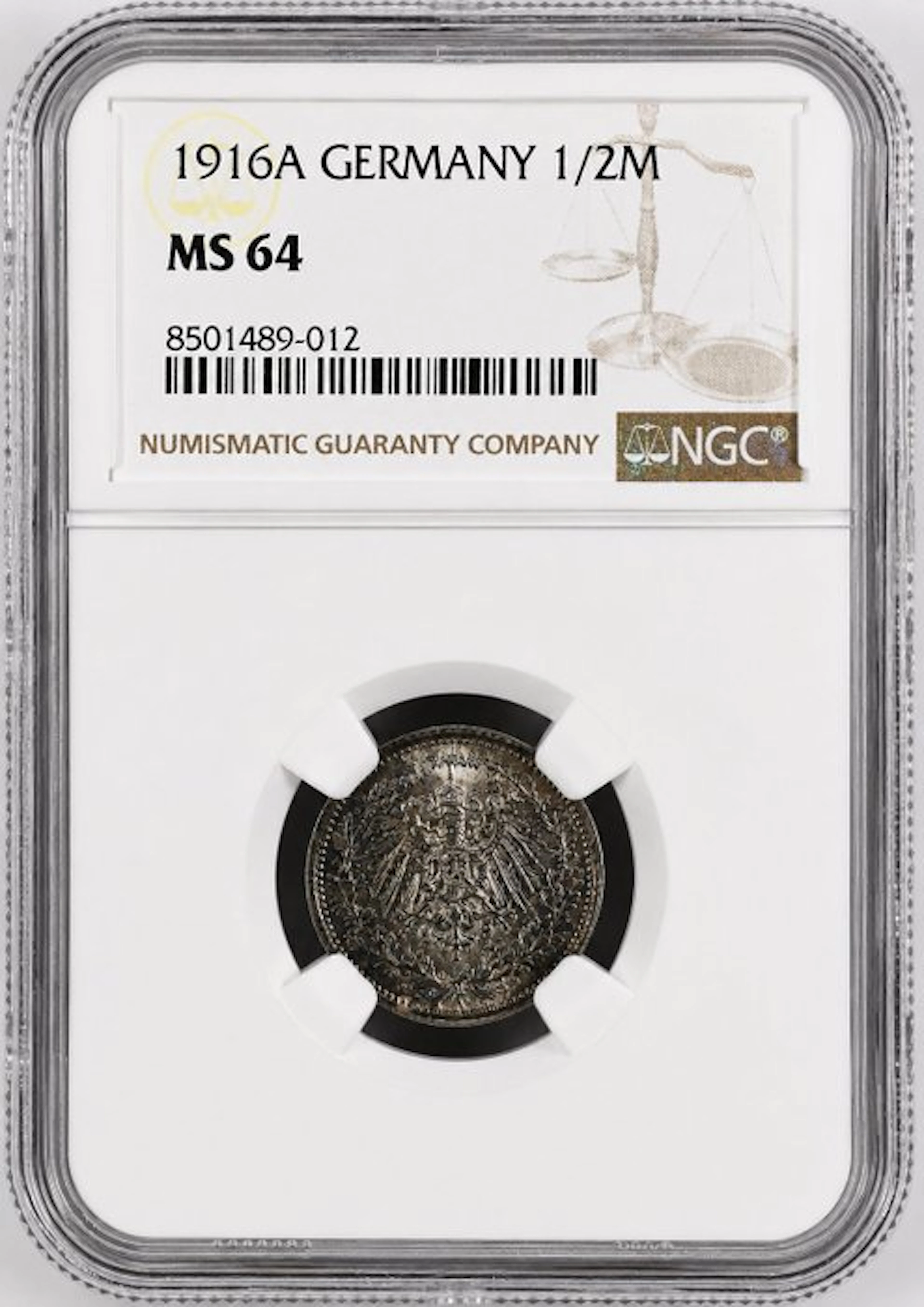 Germany, Empire Wilhelm II. 1/2 Mark 1916 - NGC MS64 (Berlín)