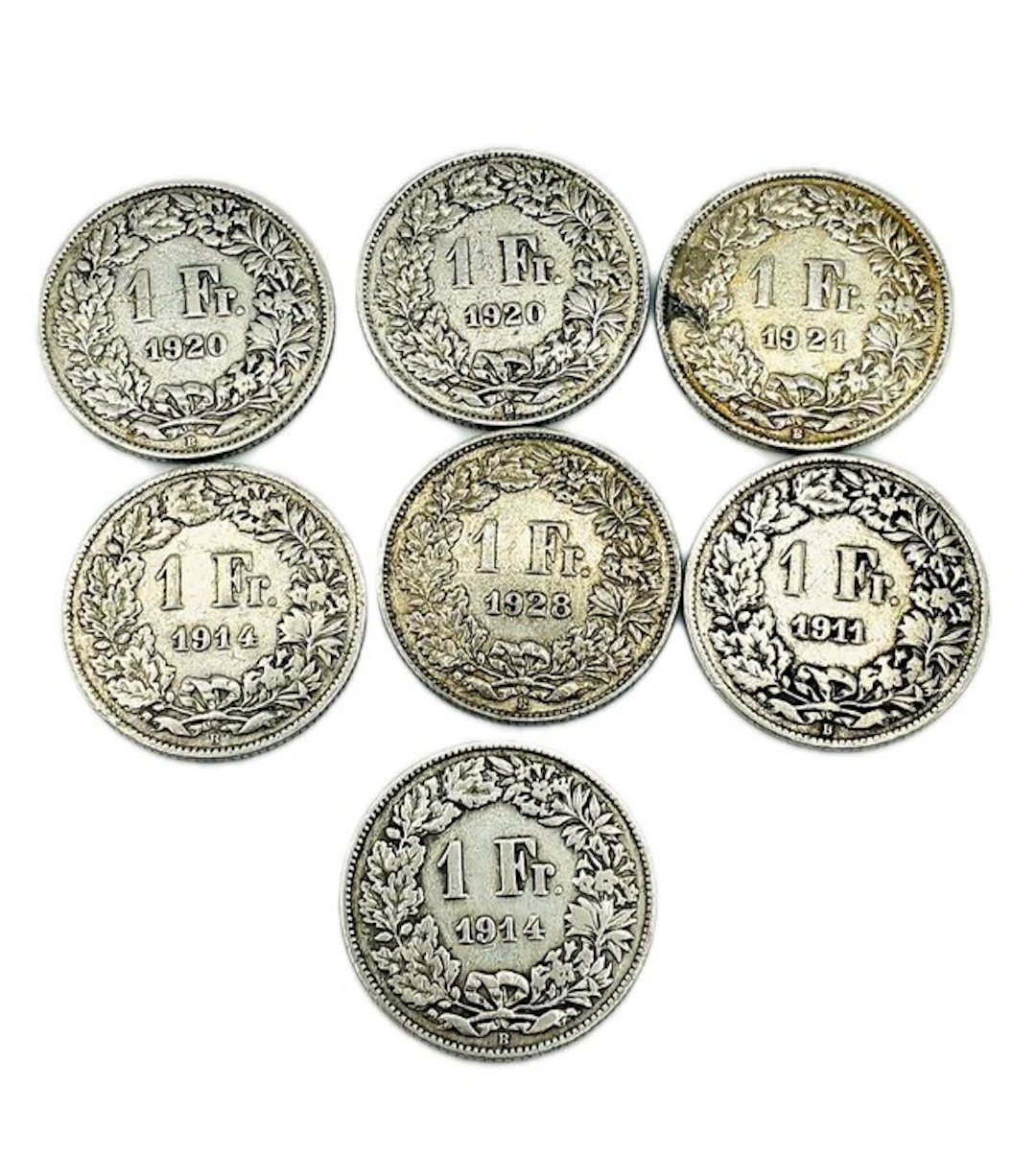 Switzerland. 1 Franc 6x 1911/1928 (No reserve price)