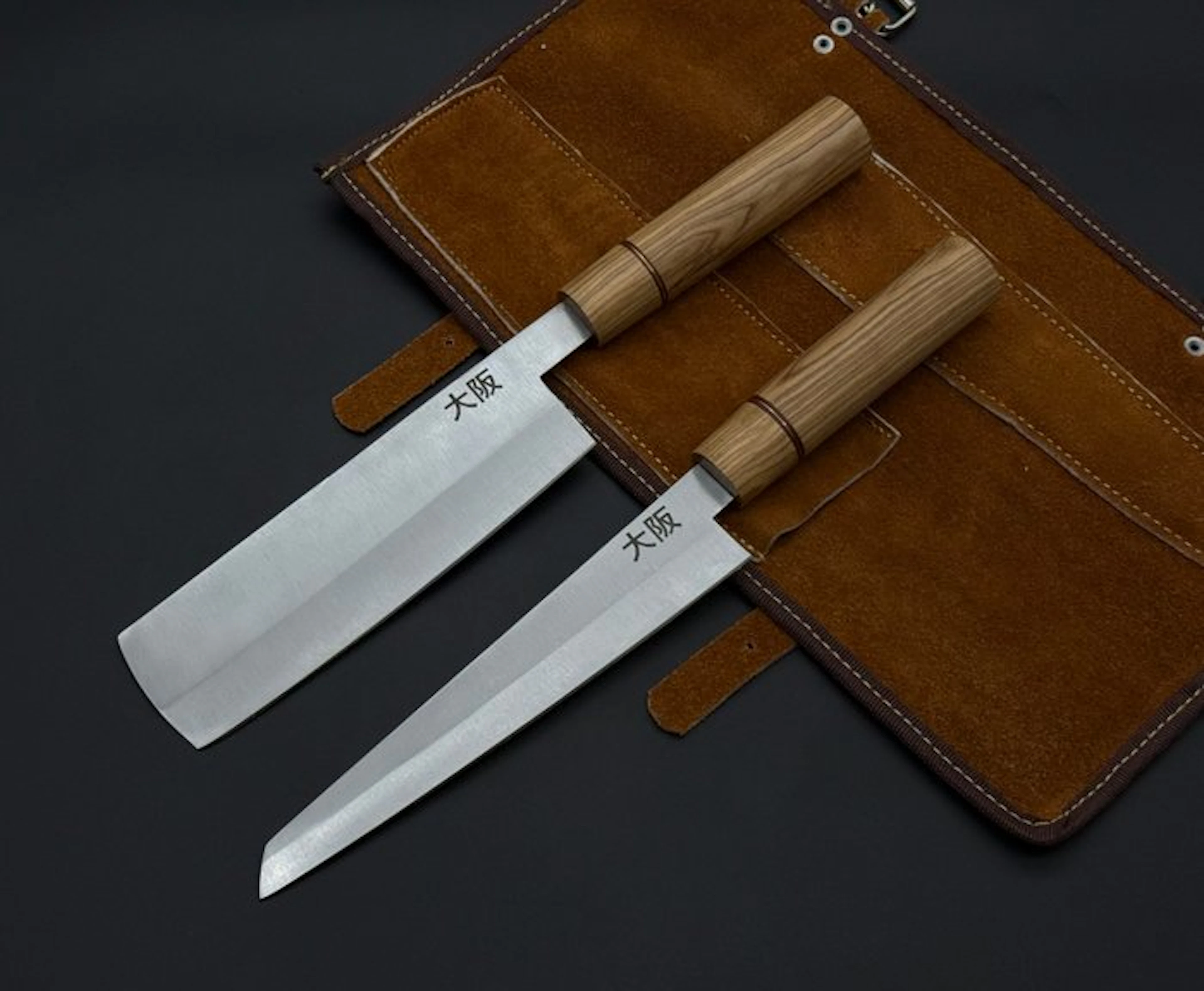 Japanese Style Kitchen Knife SET With Leather BAG...