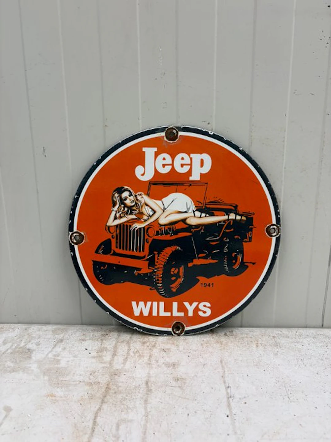 Jeep Willys – Emaille Reclamebord – Pin-up – Klassieke...