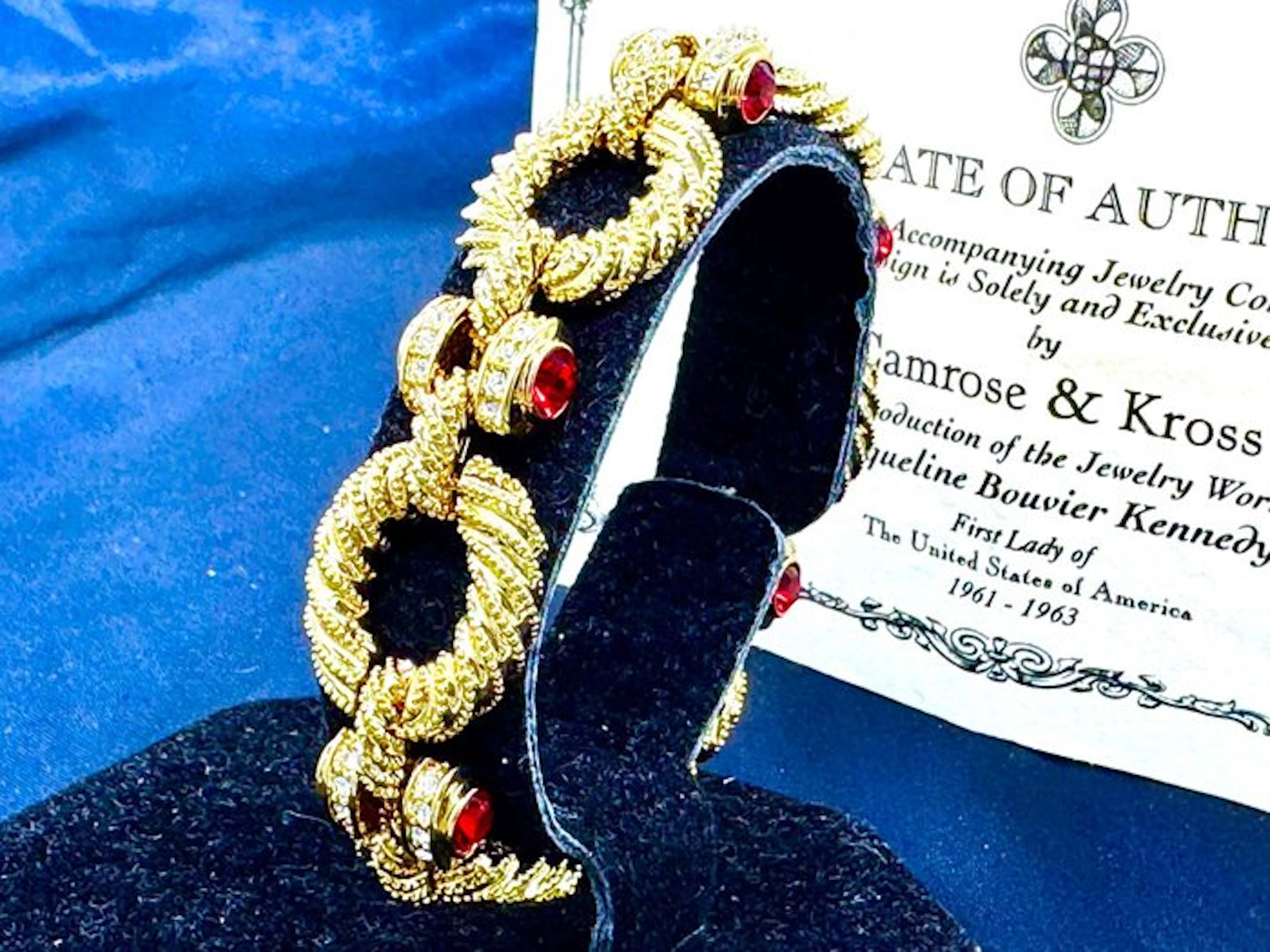 Camrose & Kross - Gold-plated, 24 kt Etruscan Design Swarovski Rubies
