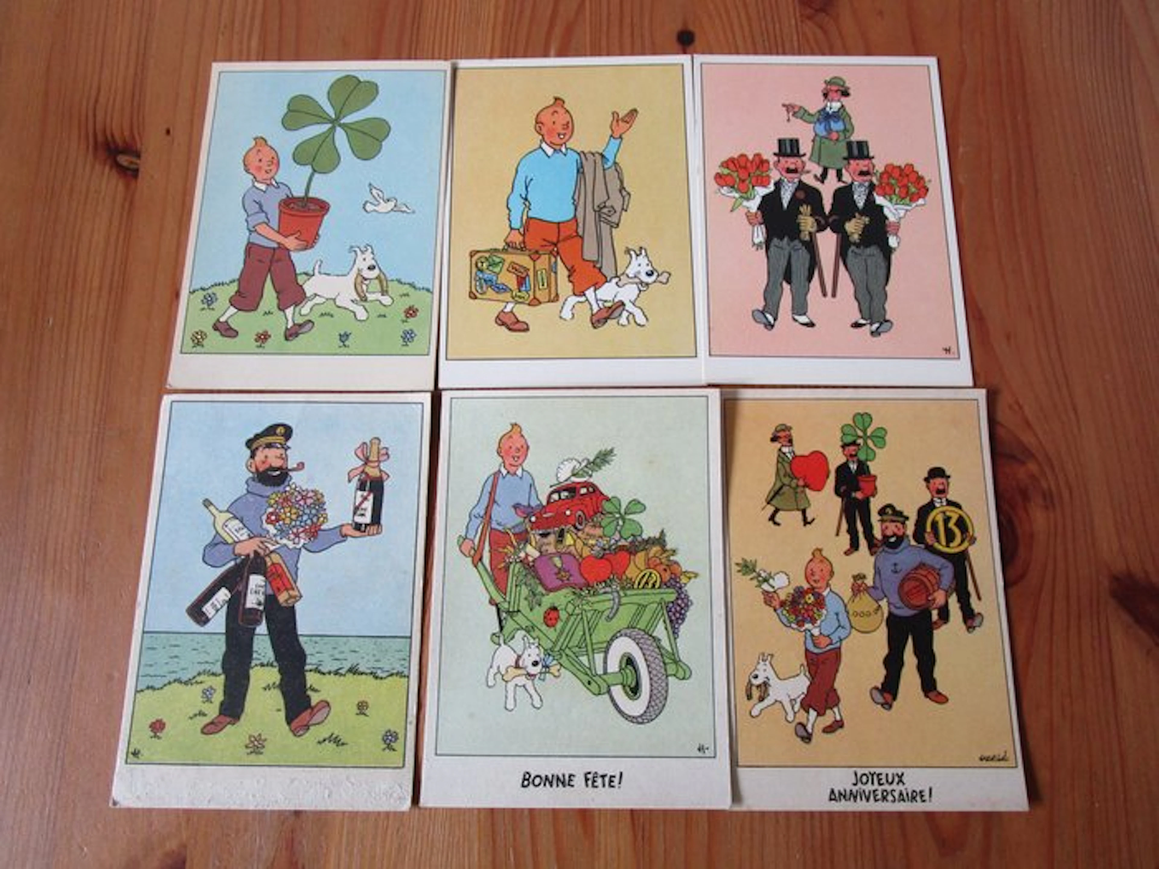 Tintin - 6 Postcards in Dutch.