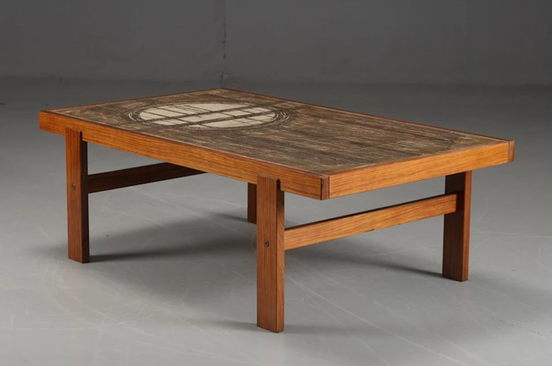 Trioh - Oxart - Coffee table - Earthenware, Teak - Danish ceramic table