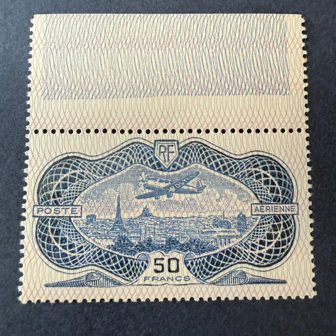 France - Air Mail Yvert 15 "Burelé" sheet-edge mint ** without hinge