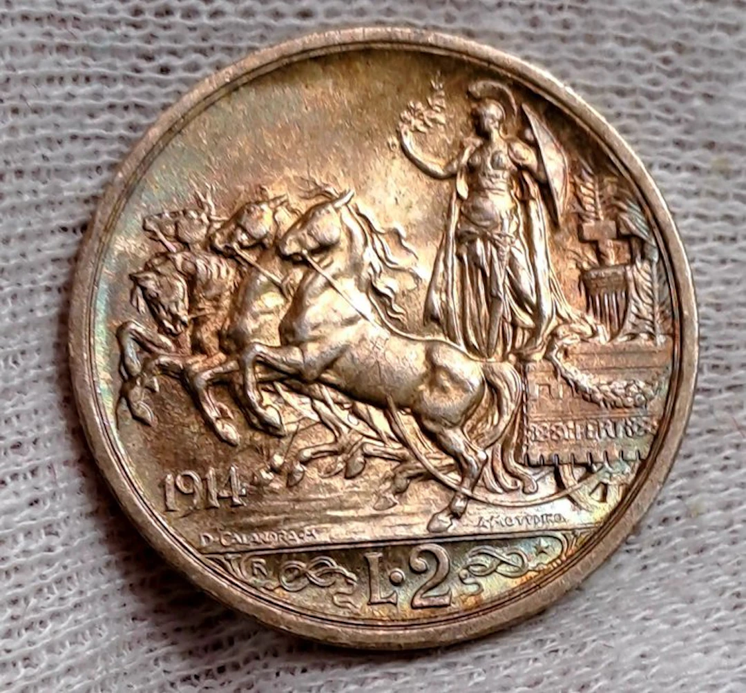 Italy. Vittorio Emanuele III. 2 Lire 1914 (No reserve price)