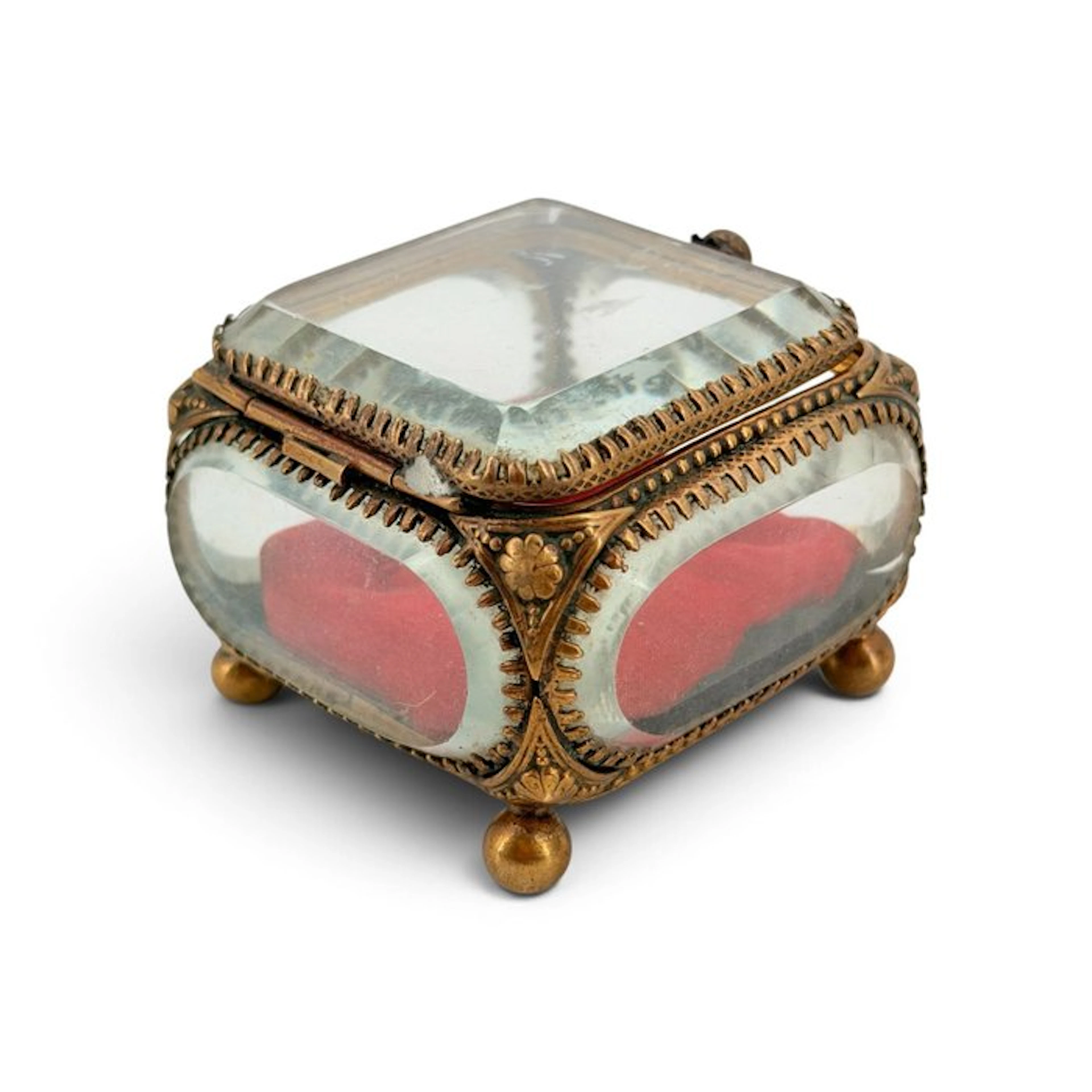 Box - Brass, Velvet - Jewelry Display
