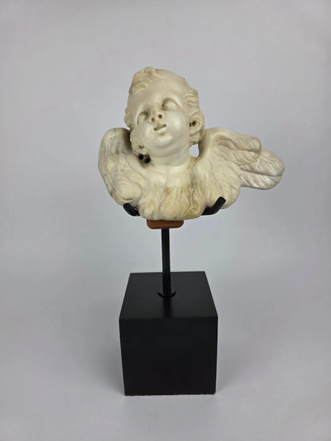 Sculpture, Putto Alato Barocco XVIII - 35 cm - Carrara marble